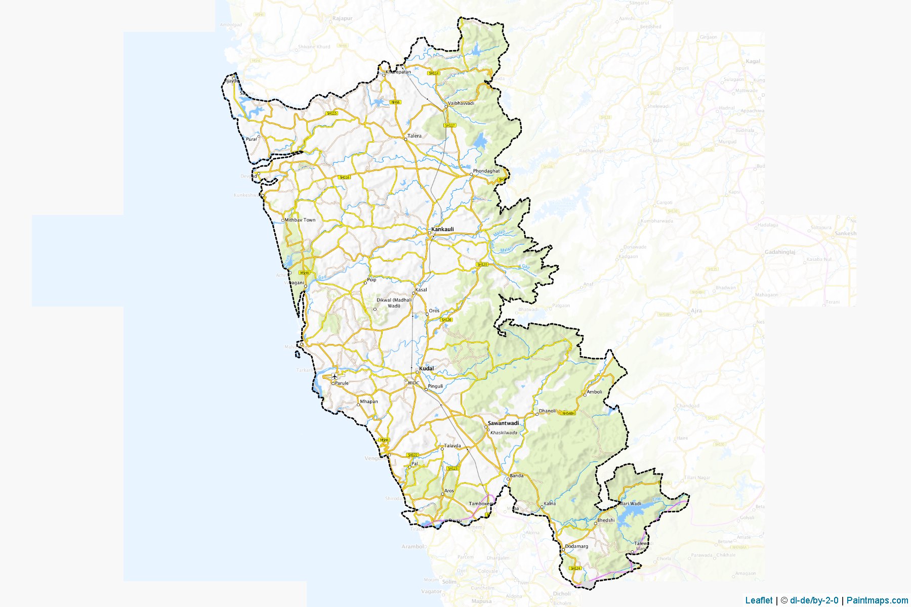 Muestras de recorte de mapas Sindhudurg (Maharashtra)-1