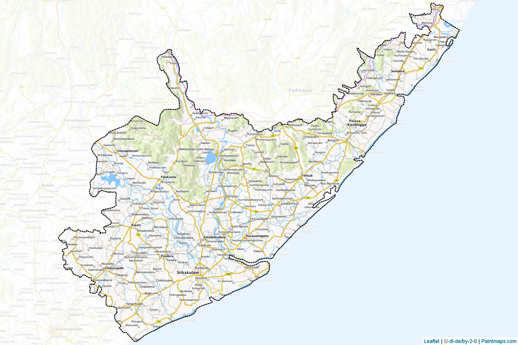 Muestras de recorte de mapas Srikakulam (Andhra Pradesh)-1