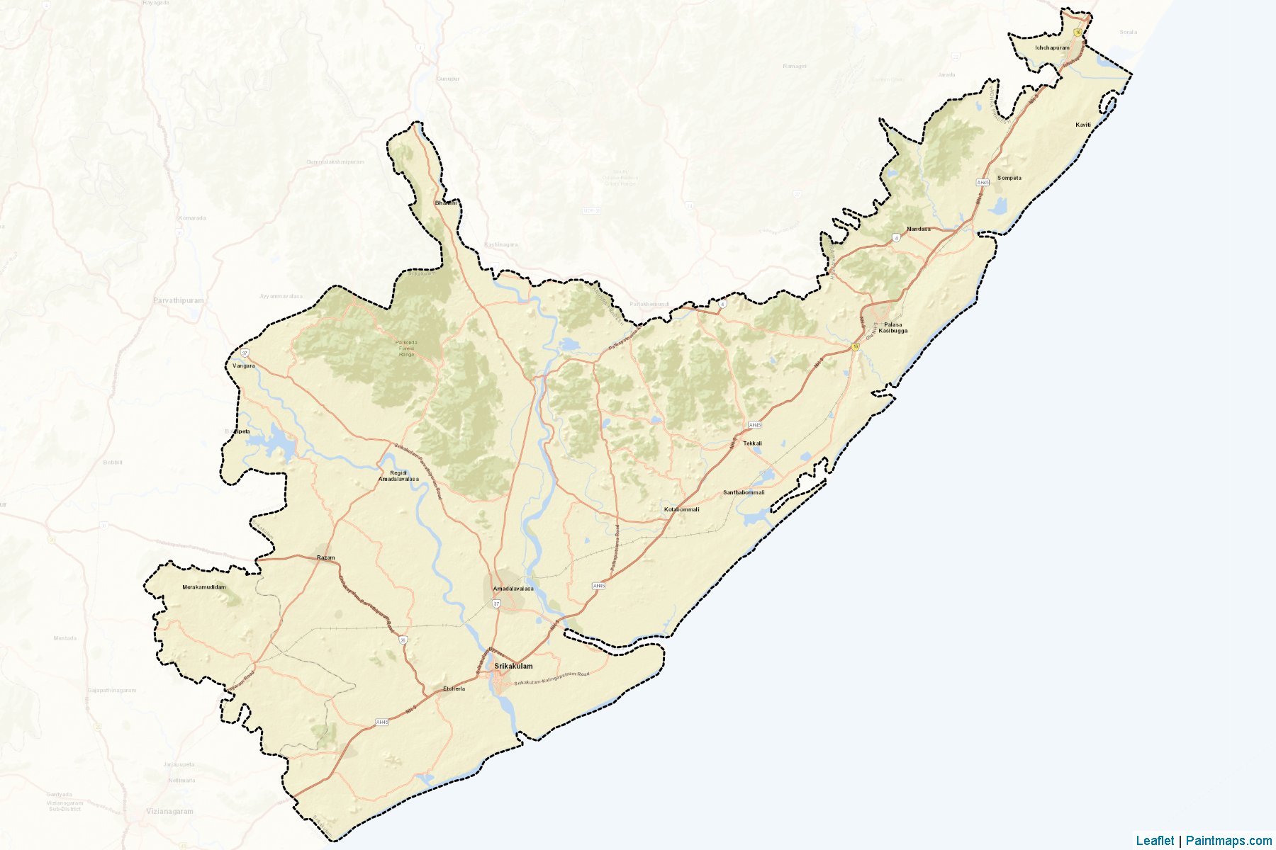 Muestras de recorte de mapas Srikakulam (Andhra Pradesh)-2