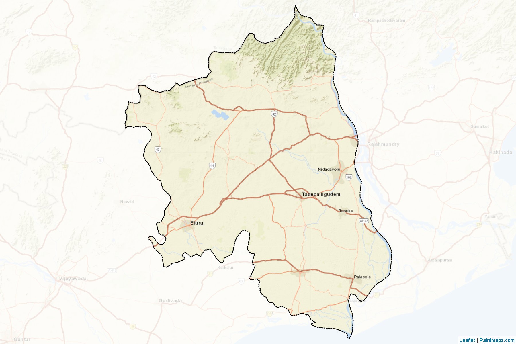 Muestras de recorte de mapas West Godavari (Andhra Pradesh)-2