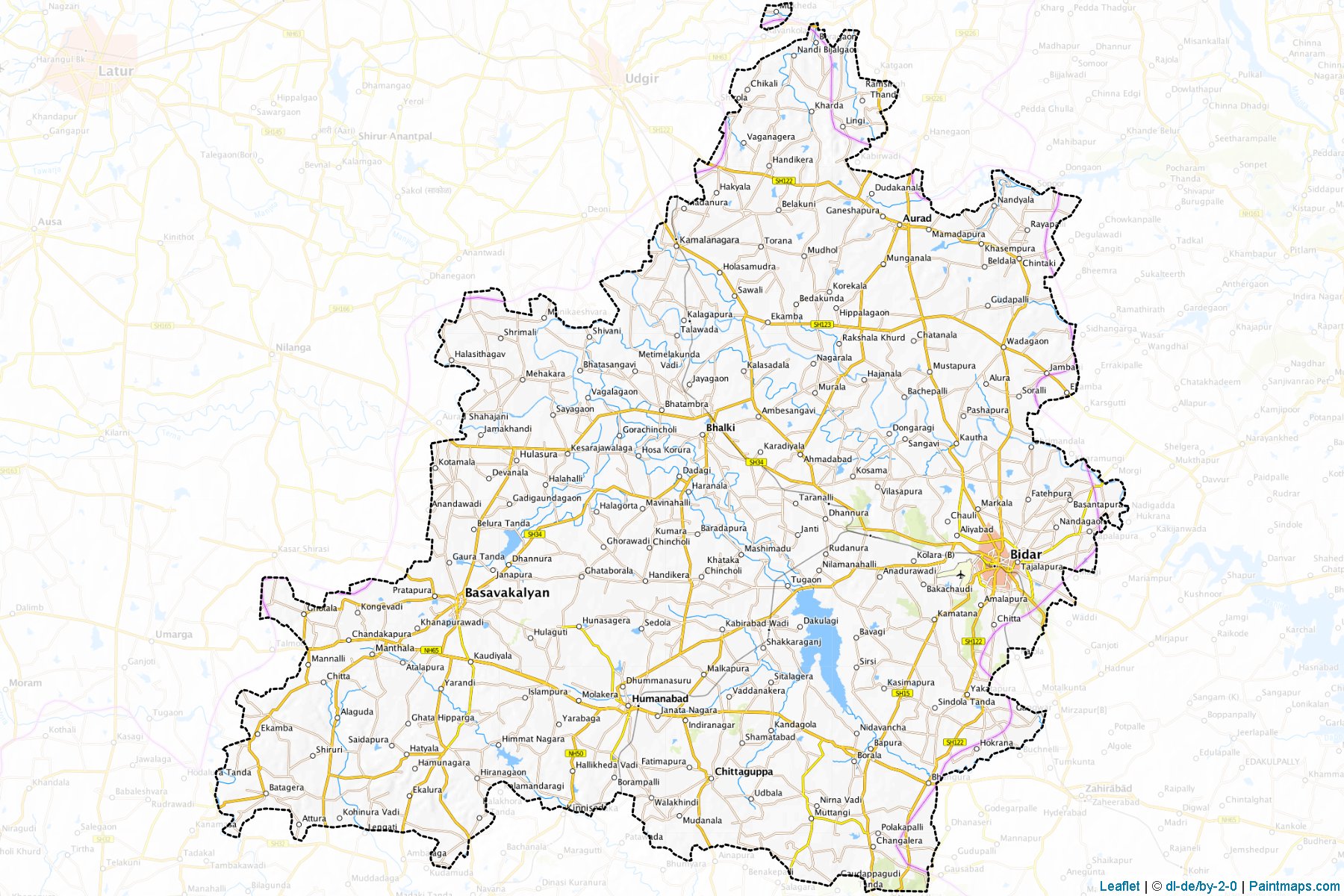 Muestras de recorte de mapas Bidar (Karnataka)-1