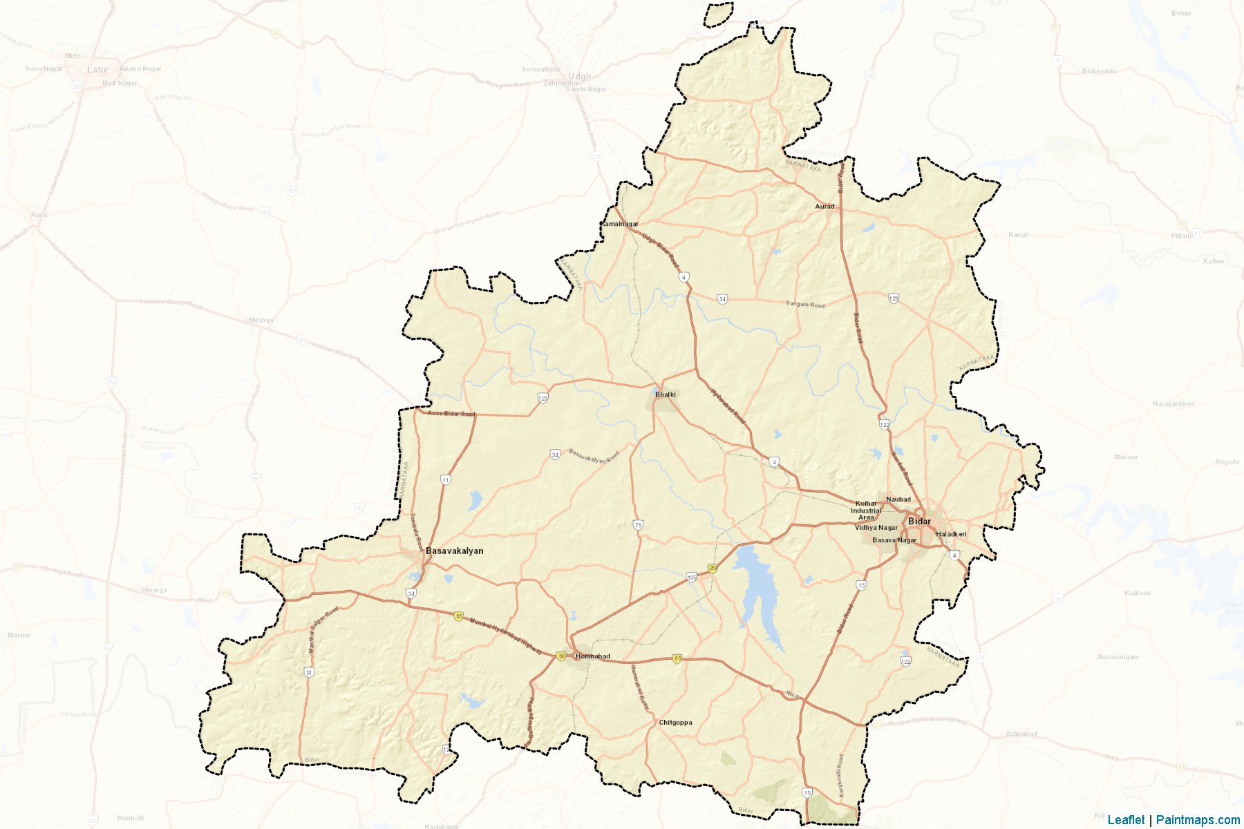 Muestras de recorte de mapas Bidar (Karnataka)-2