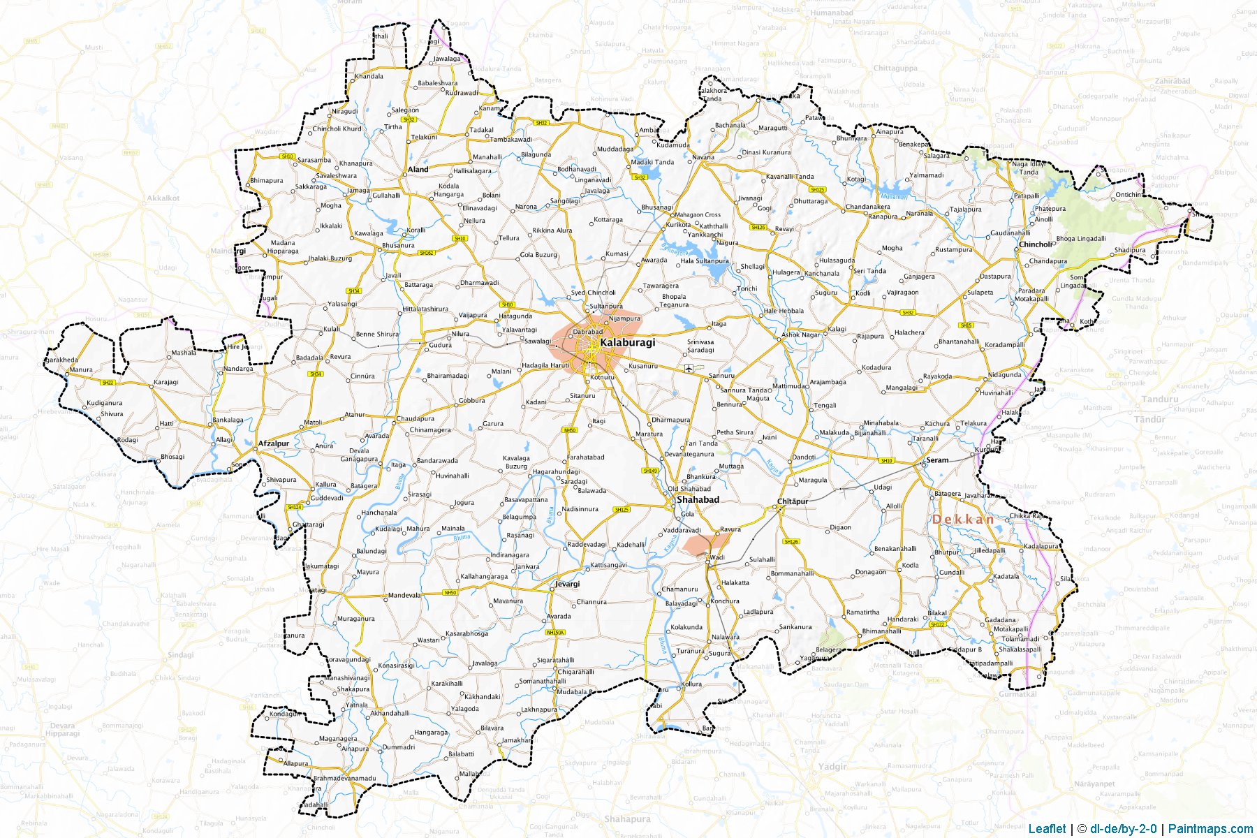 Muestras de recorte de mapas Gulbarga (Karnataka)-1