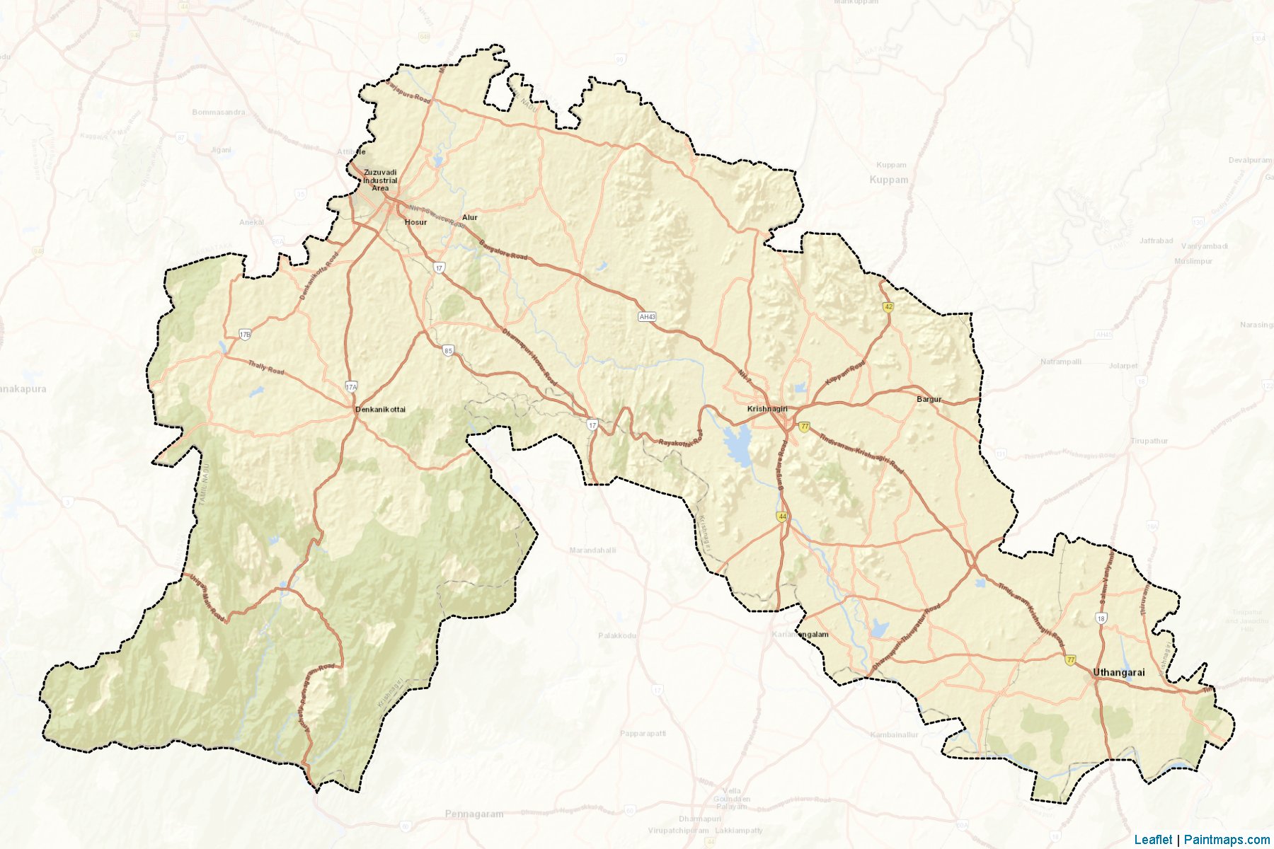 Krishnagiri (Tamil Nadu) Map Cropping Samples-2