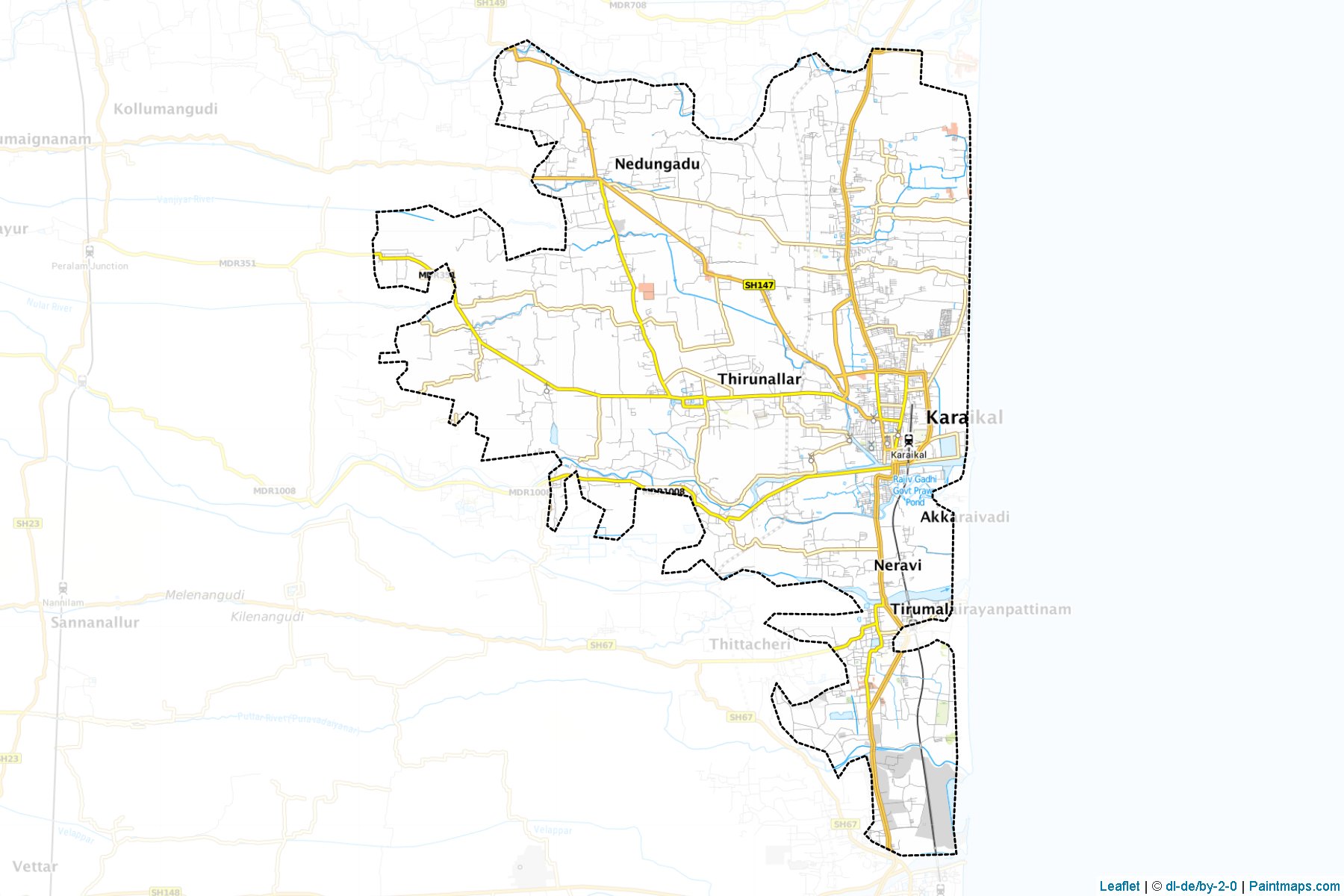 Muestras de recorte de mapas Karaikal (Puducherry)-1