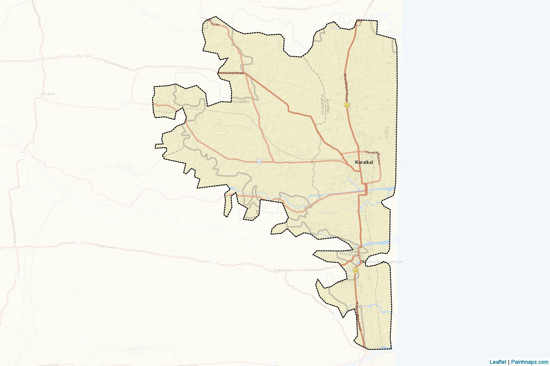 Muestras de recorte de mapas Karaikal (Puducherry)-2