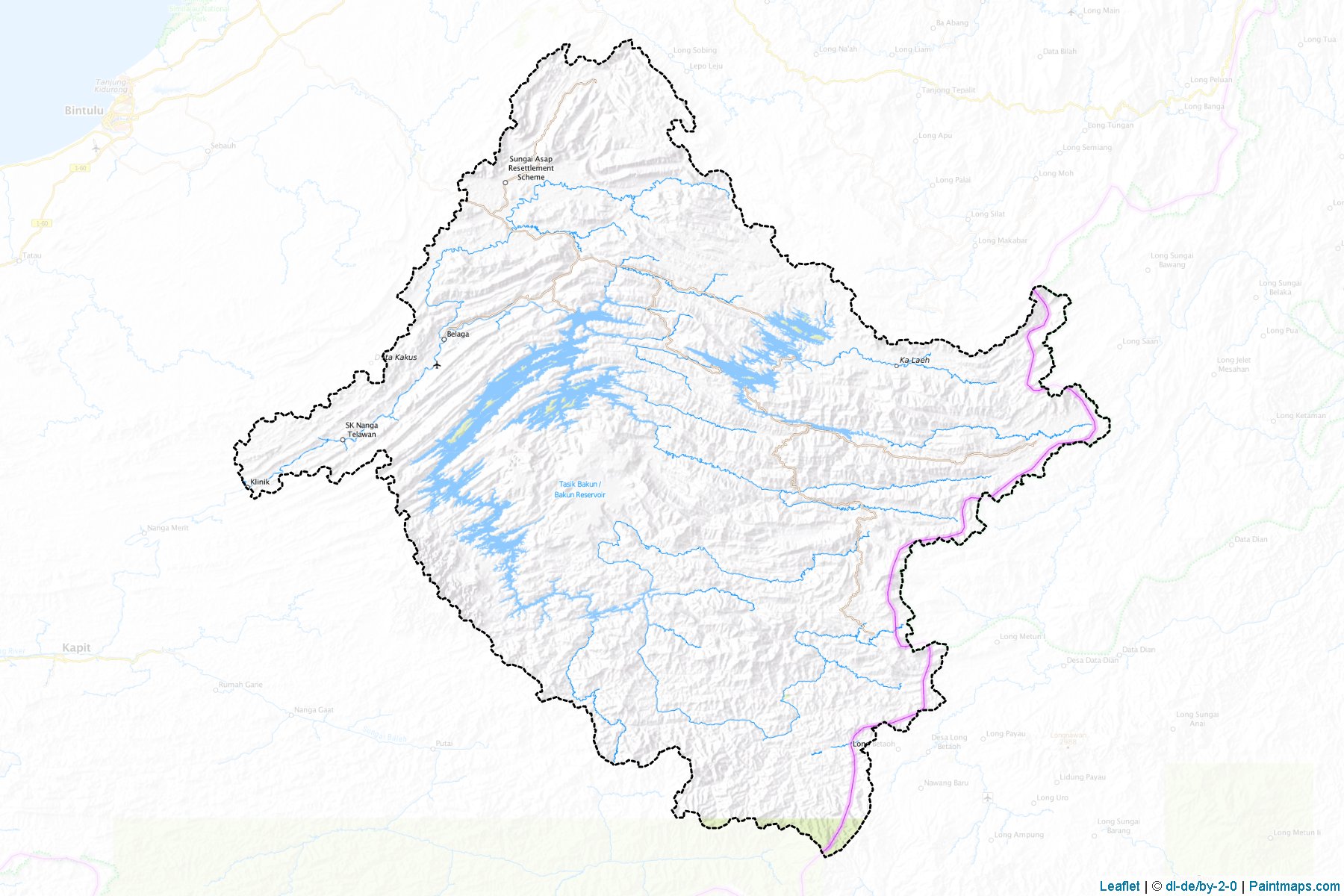 Muestras de recorte de mapas Belaga (Sarawak)-1