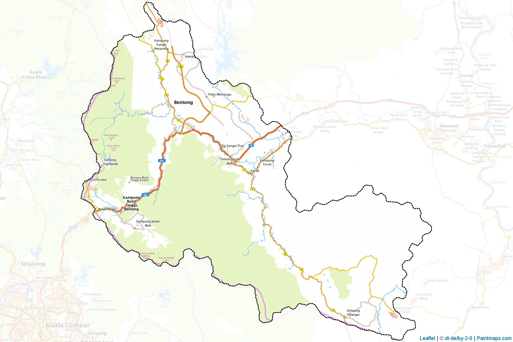 Muestras de recorte de mapas Bentong (Pahang)-1