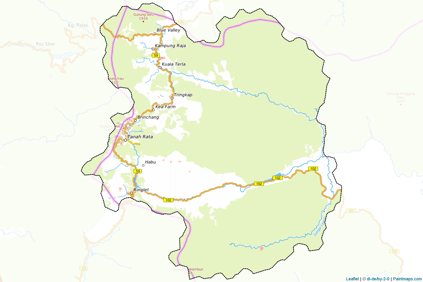 Muestras de recorte de mapas Cameron Highlands (Pahang)-1