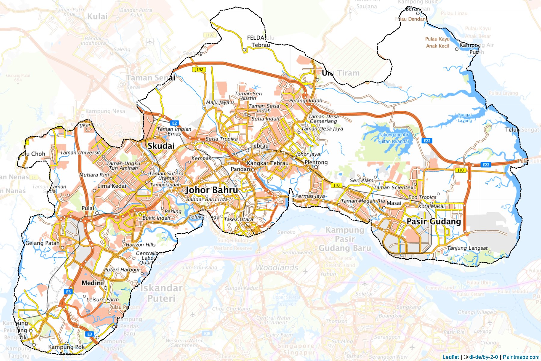 Muestras de recorte de mapas Johor Bahru (Johor)-1