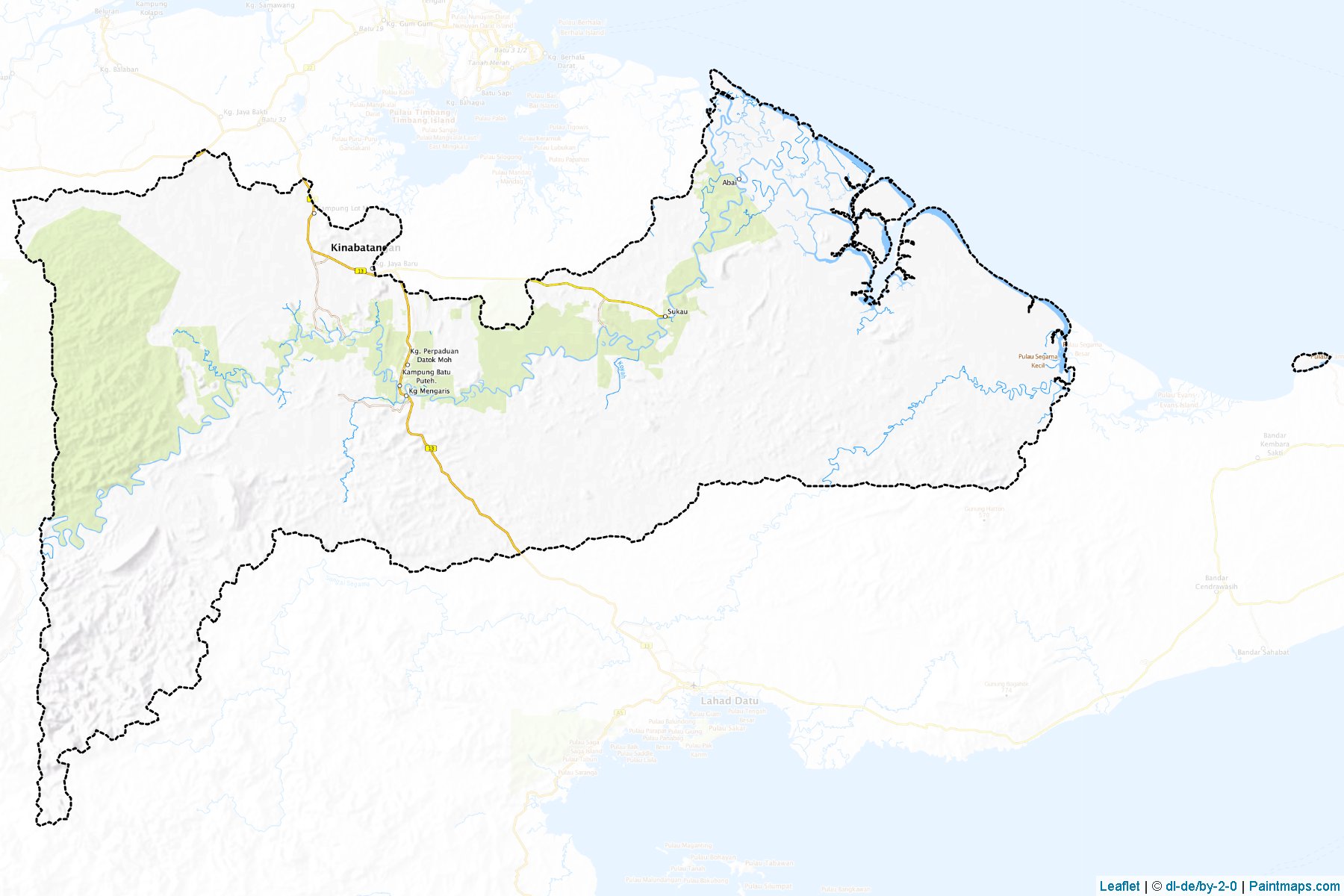 Muestras de recorte de mapas Kinabatangan (Sabah)-1