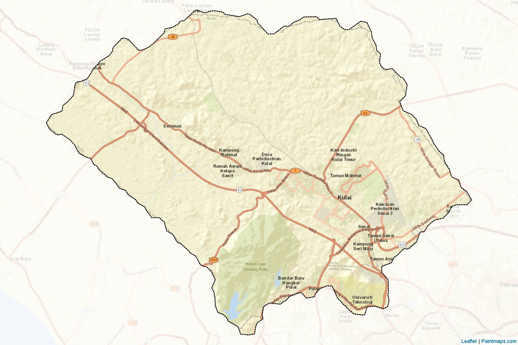 Muestras de recorte de mapas Kulaijaya (Johor)-2