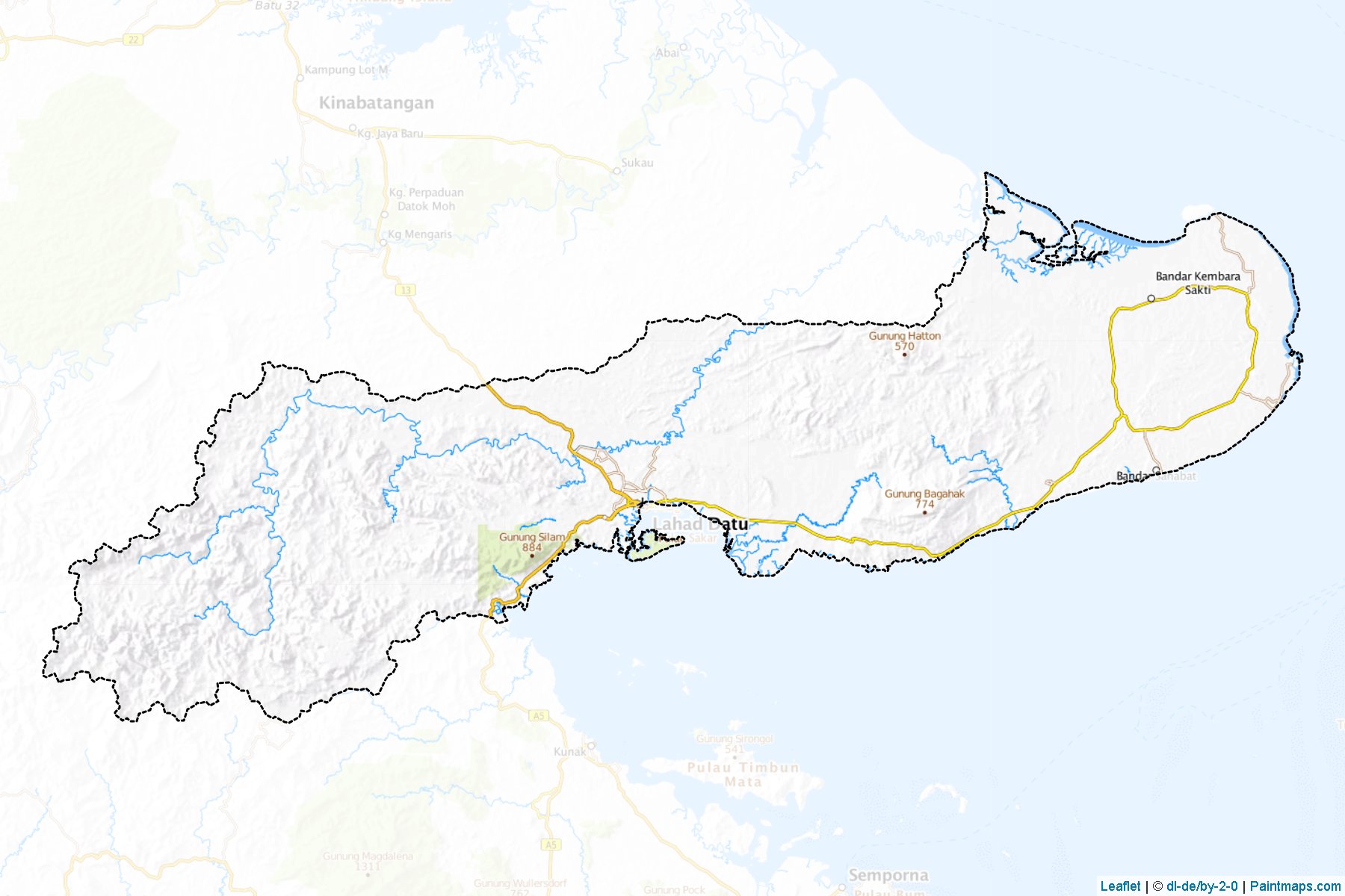 Muestras de recorte de mapas Lahad Datu (Sabah)-1