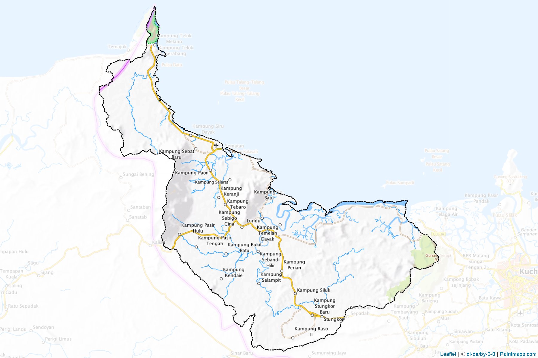 Muestras de recorte de mapas Lundu (Sarawak)-1