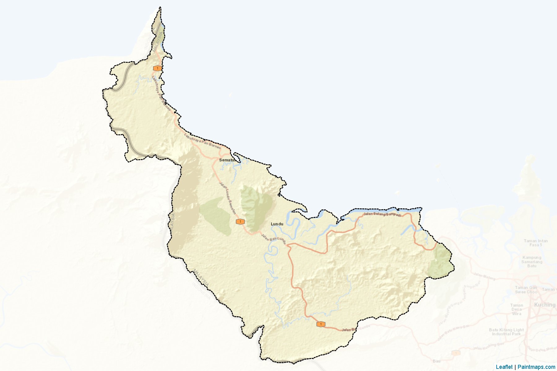 Muestras de recorte de mapas Lundu (Sarawak)-2