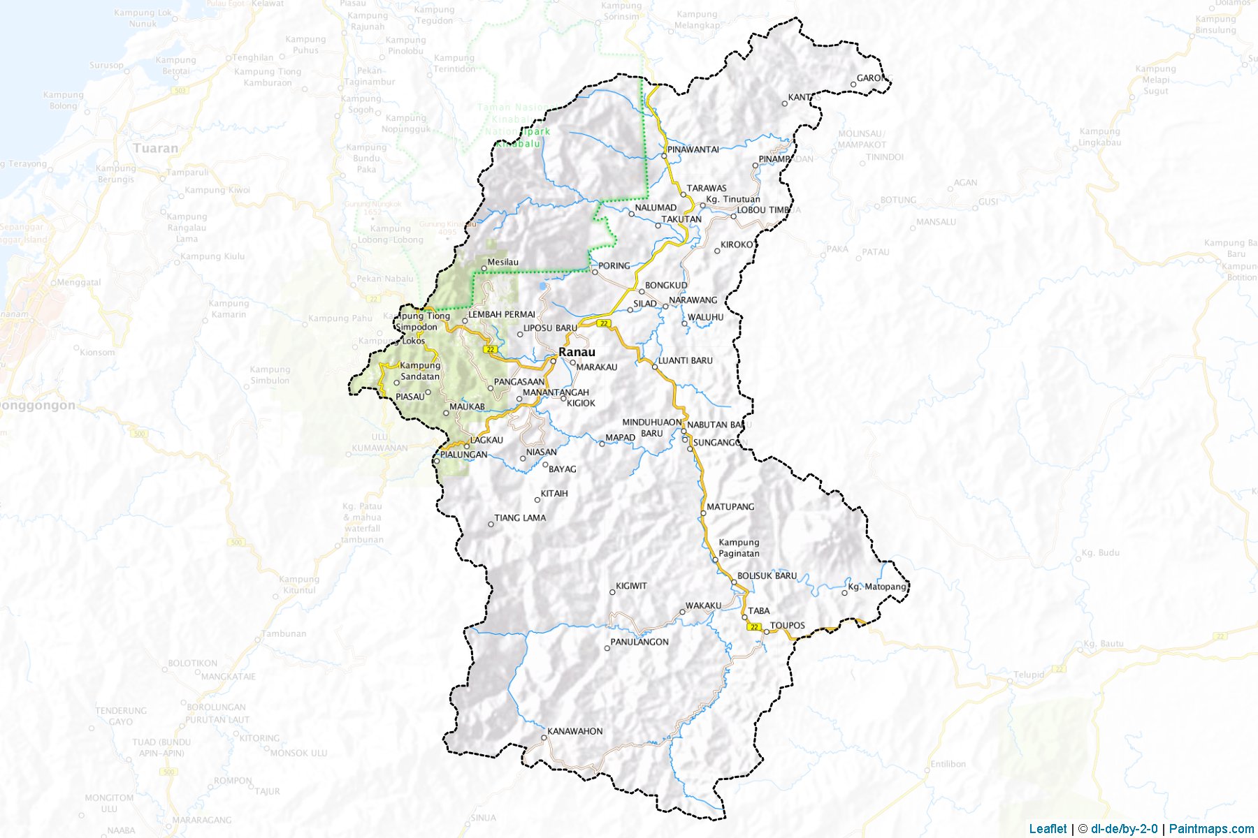 Muestras de recorte de mapas Ranau (Sabah)-1