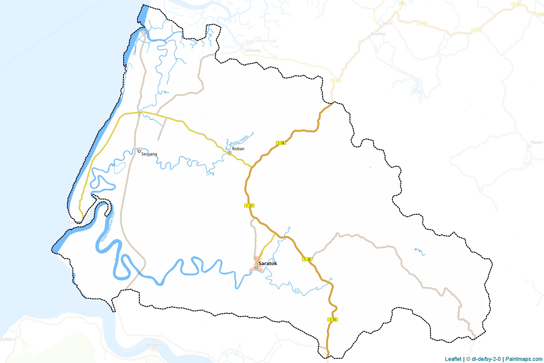 Muestras de recorte de mapas Saratok (Sarawak)-1