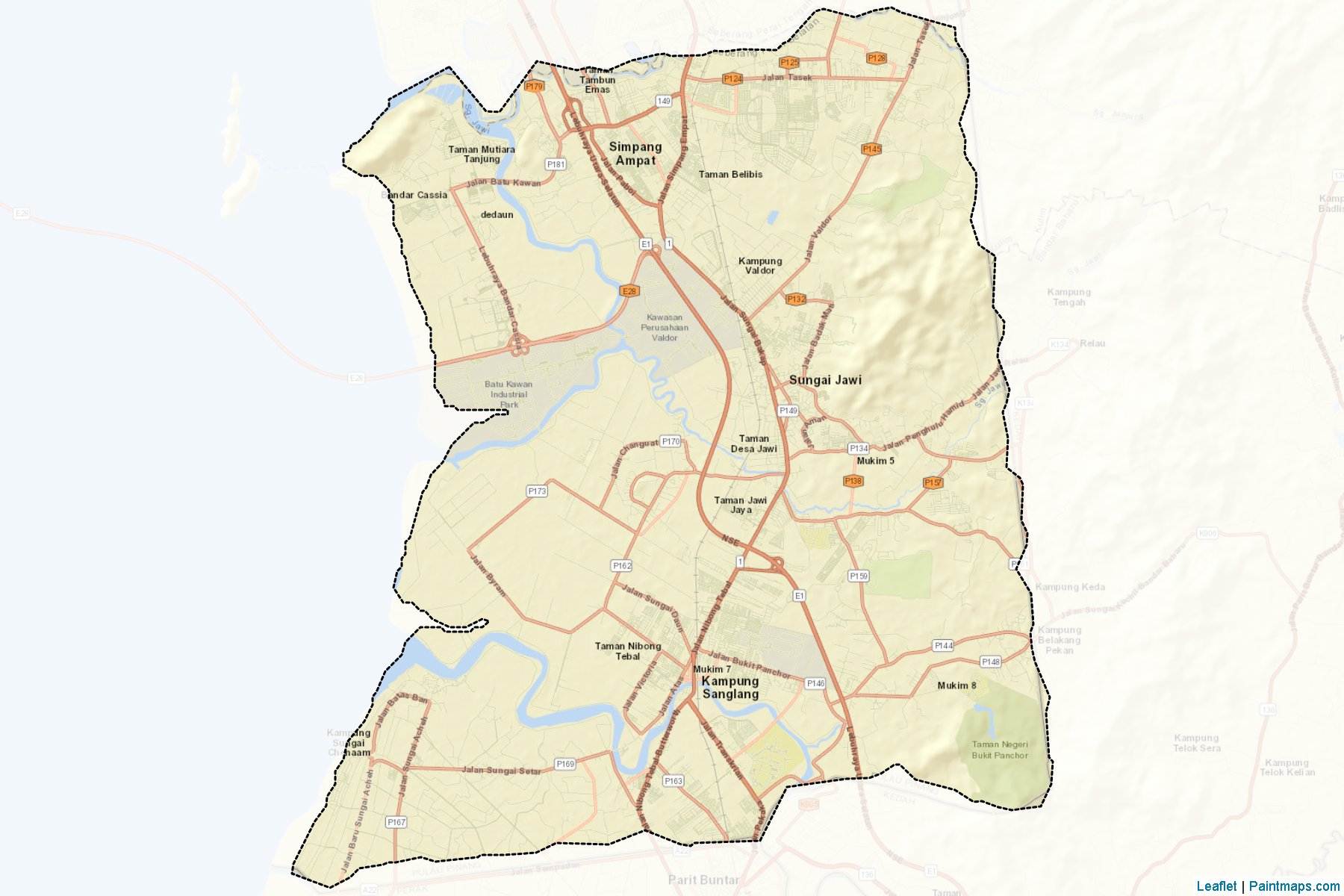 Muestras de recorte de mapas Seberang Perai Selatan (Pulau Pinang)-2