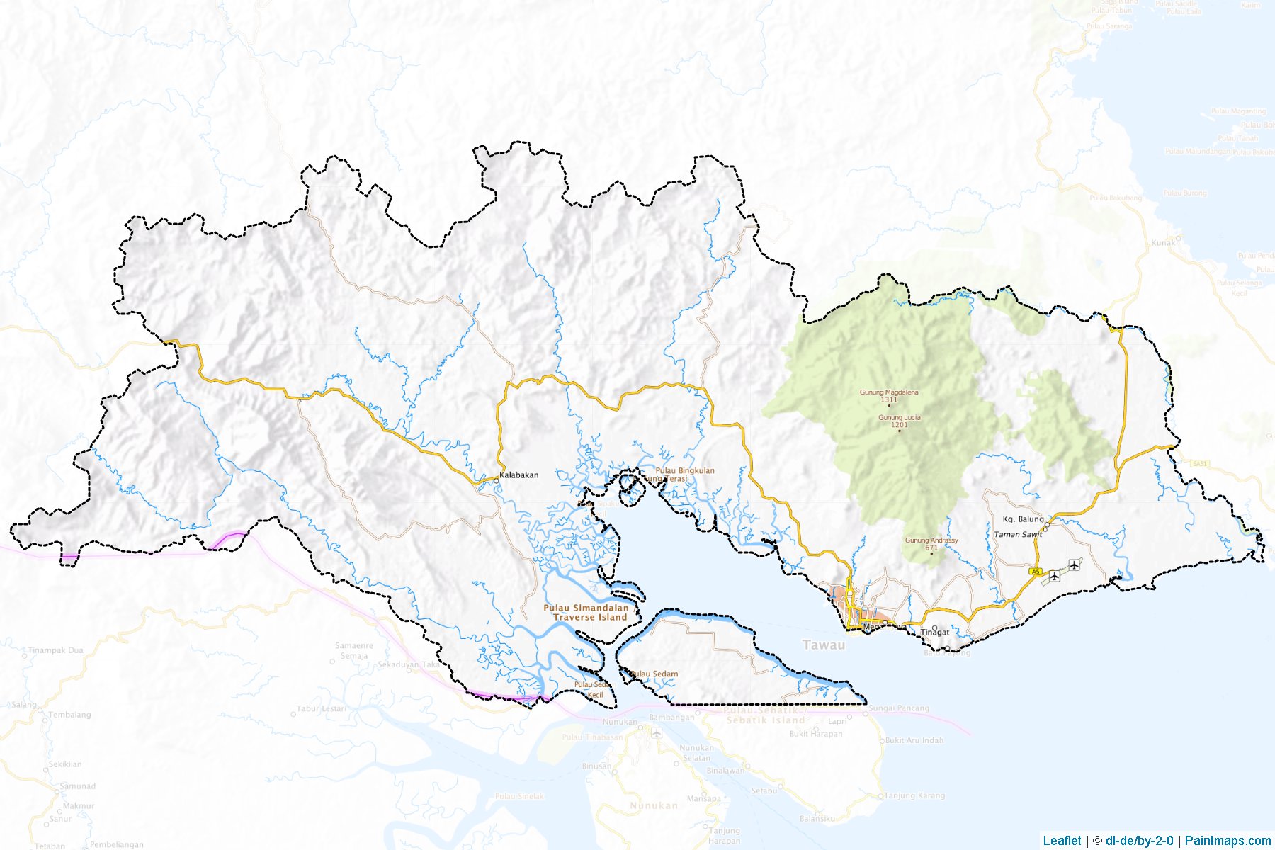 Muestras de recorte de mapas Tawau (Sabah)-1