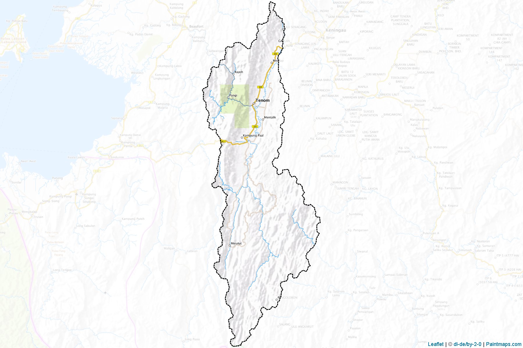 Muestras de recorte de mapas Tenom (Sabah)-1