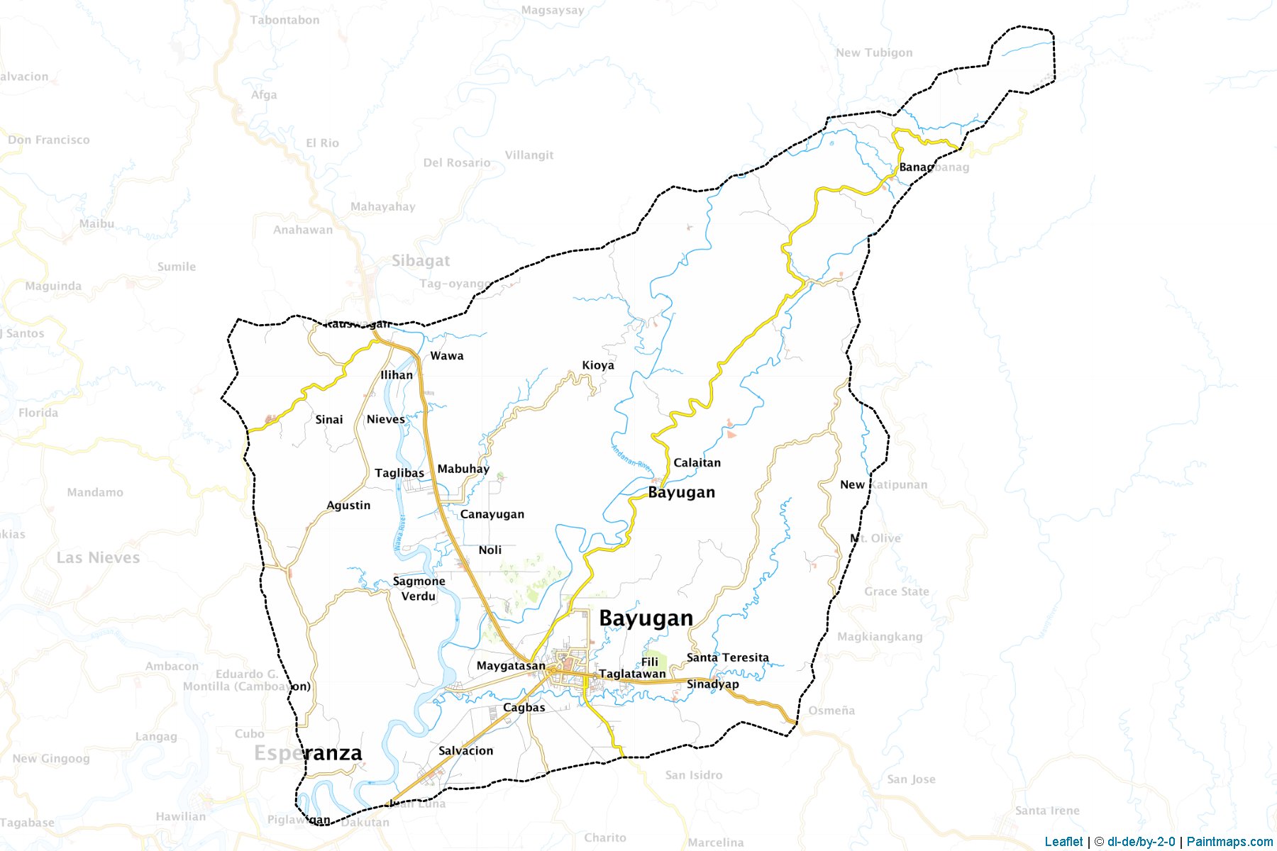 Muestras de recorte de mapas Bayugan (Agusan del Sur)-1