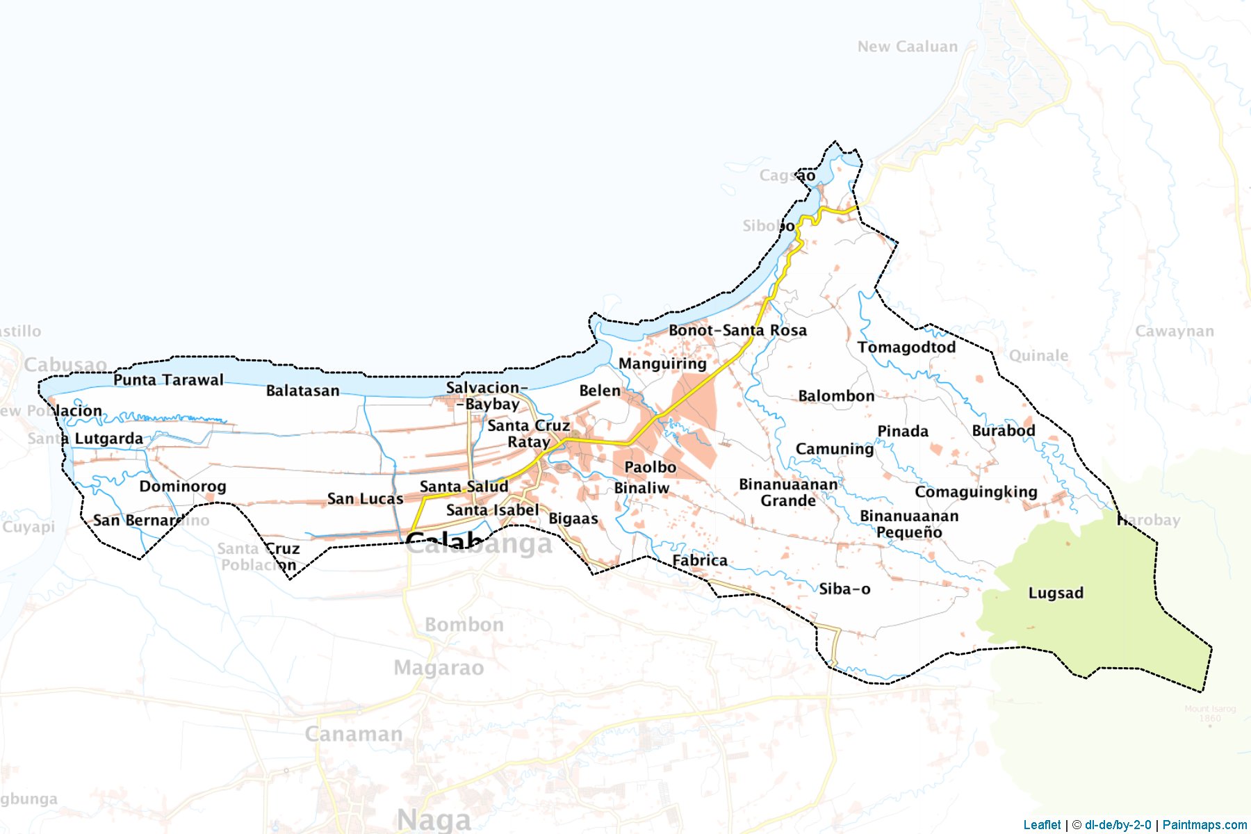 Muestras de recorte de mapas Calabanga (Camarines Sur)-1