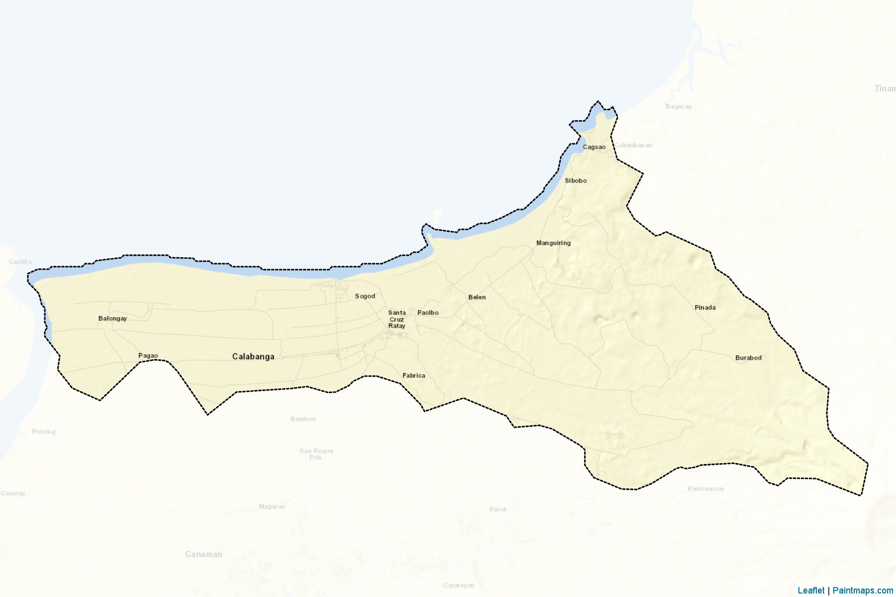 Muestras de recorte de mapas Calabanga (Camarines Sur)-2