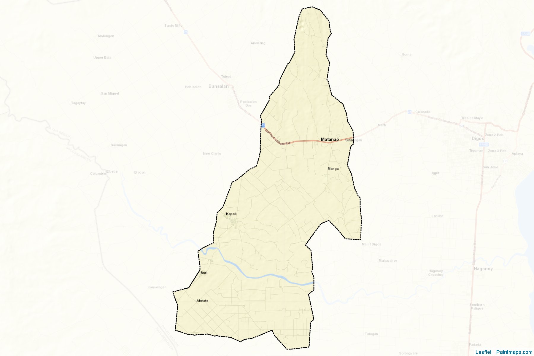 Muestras de recorte de mapas Hagonoy (Davao del Sur)-2