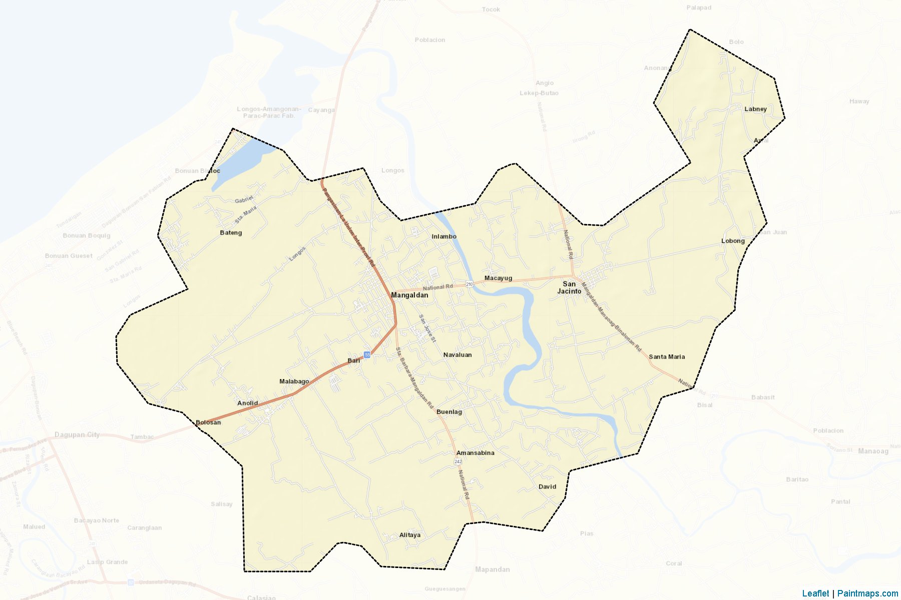 Muestras de recorte de mapas Mangaldan (Pangasinan)-2