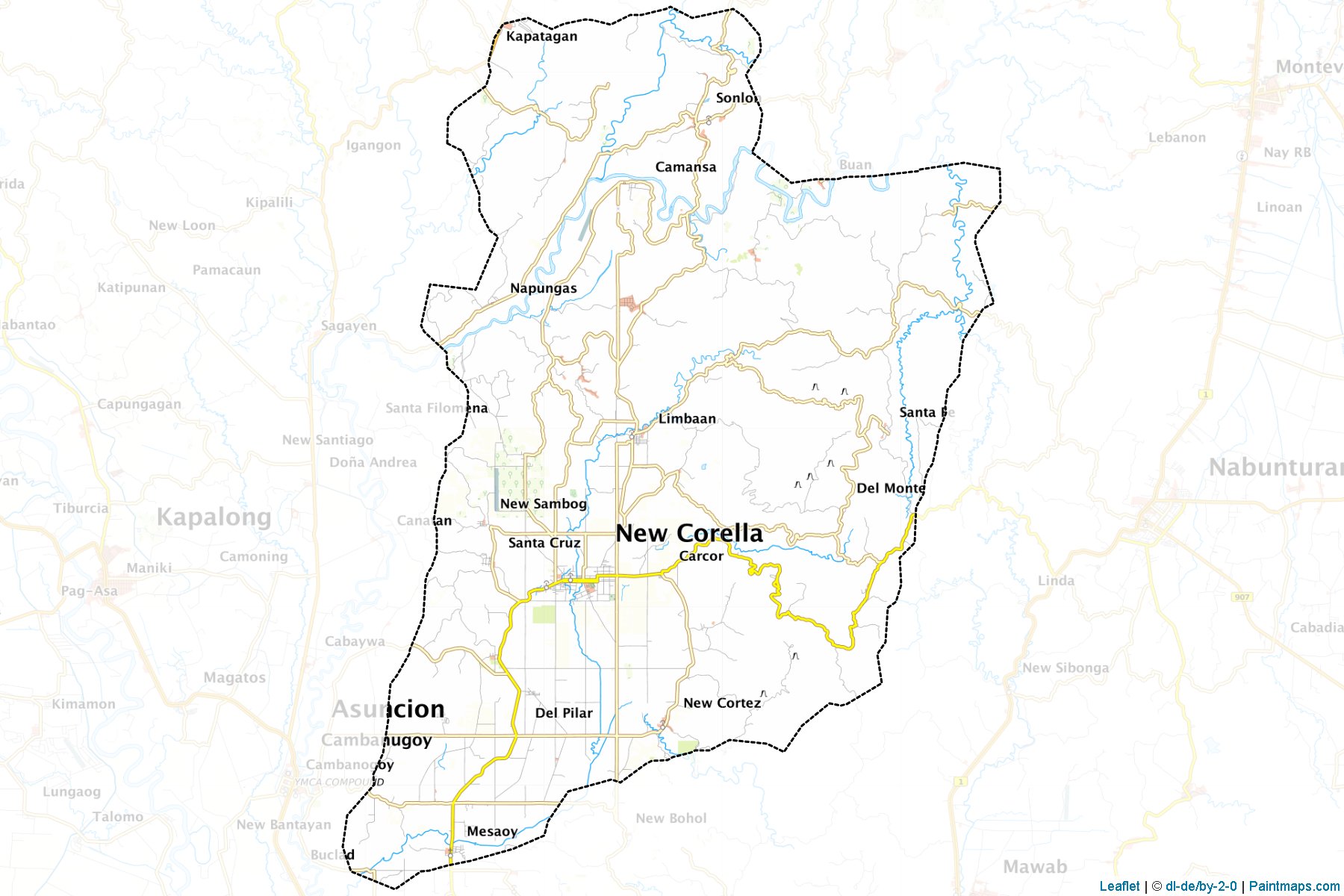 Muestras de recorte de mapas New Corella (Davao del Norte)-1