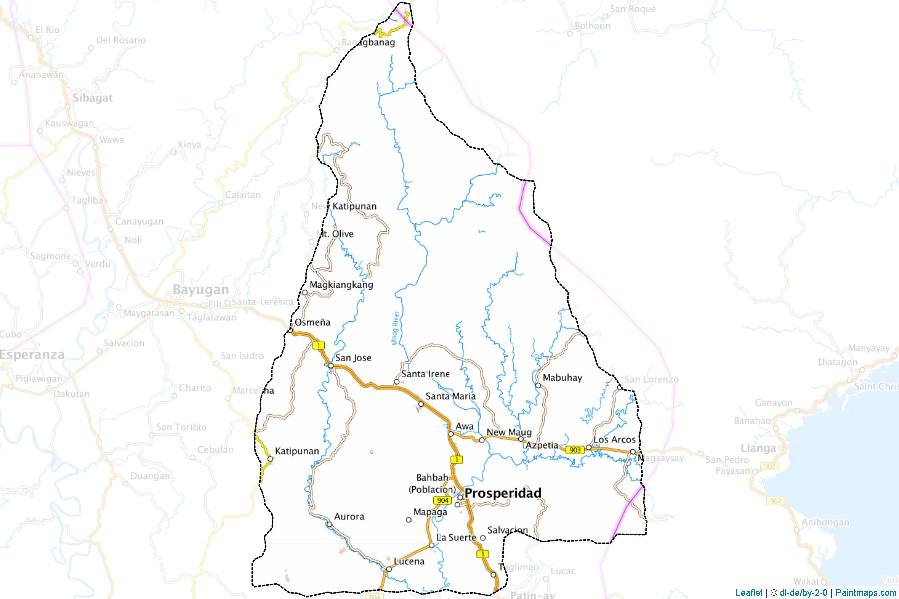 Muestras de recorte de mapas Prosperidad (Agusan del Sur)-1