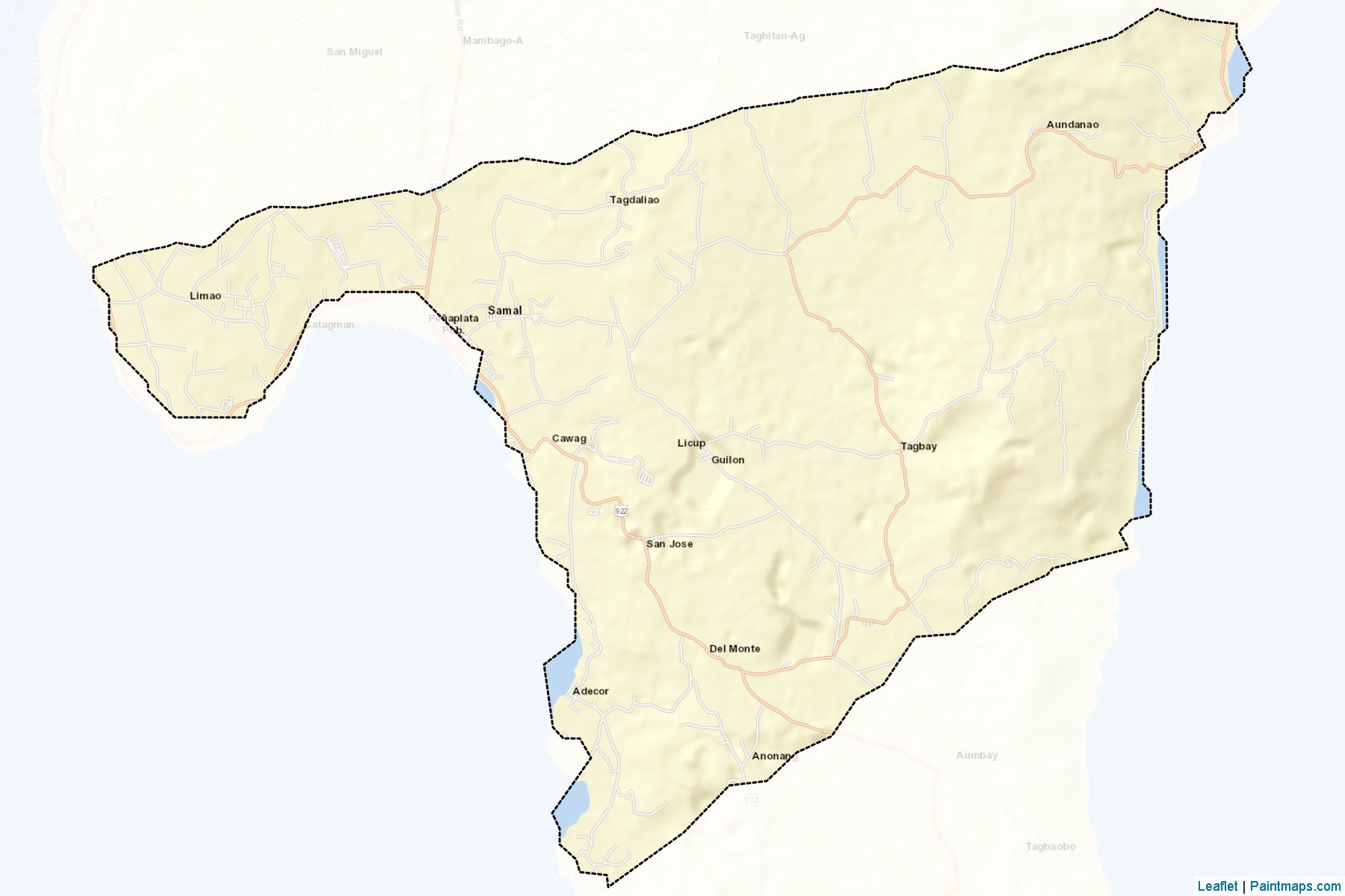 Muestras de recorte de mapas Samal (Davao del Norte)-2