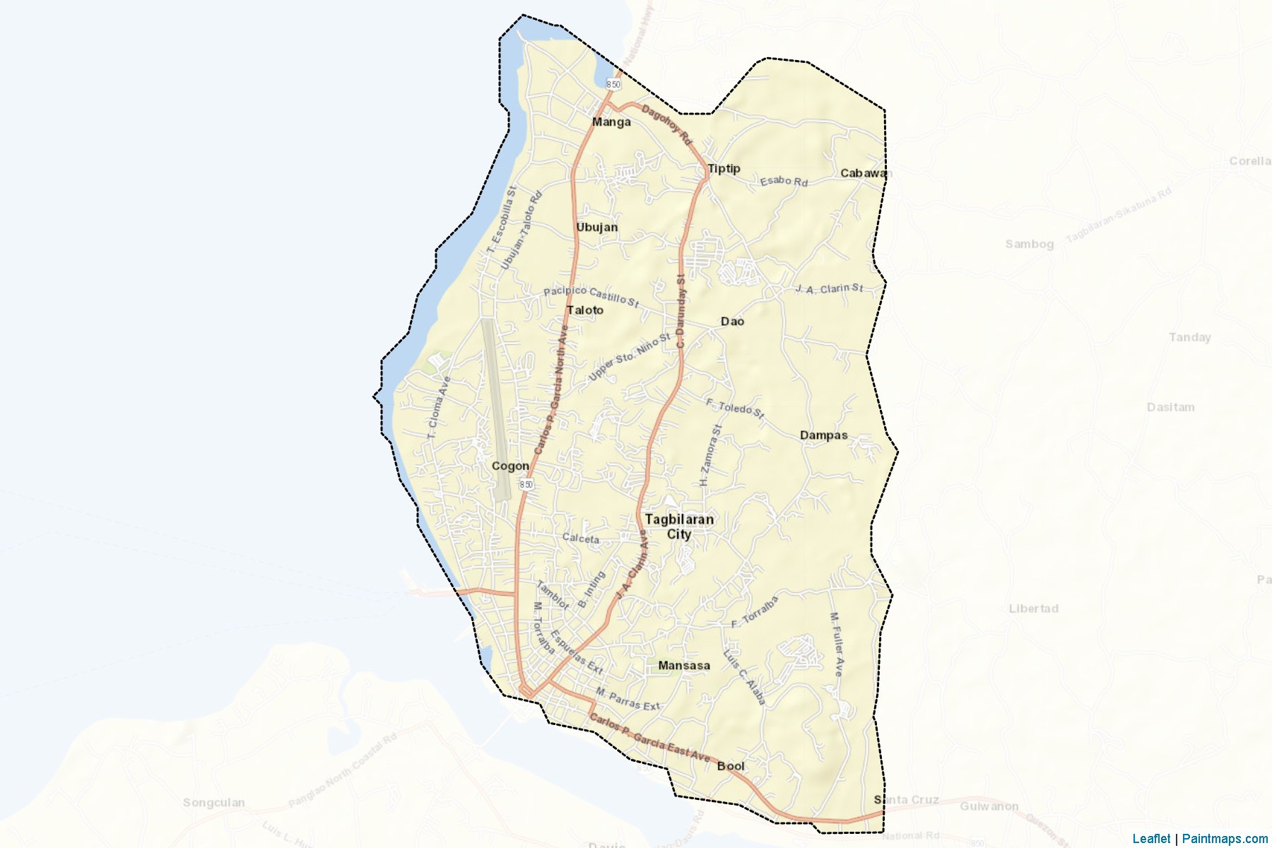 Muestras de recorte de mapas Tagbilaran City (Bohol)-2