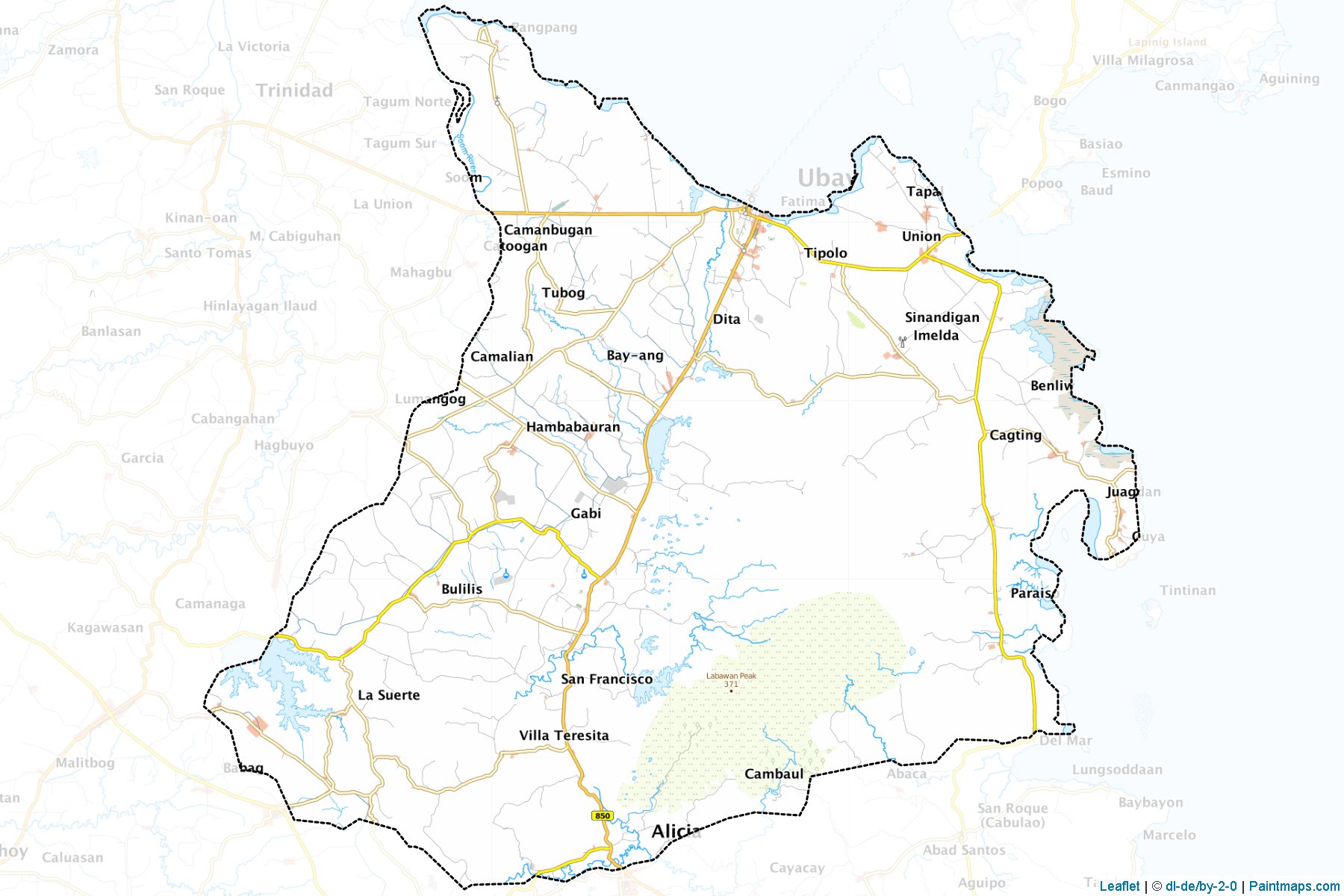 Make printable Ubay maps with border masking (cropping) using leaflet ...