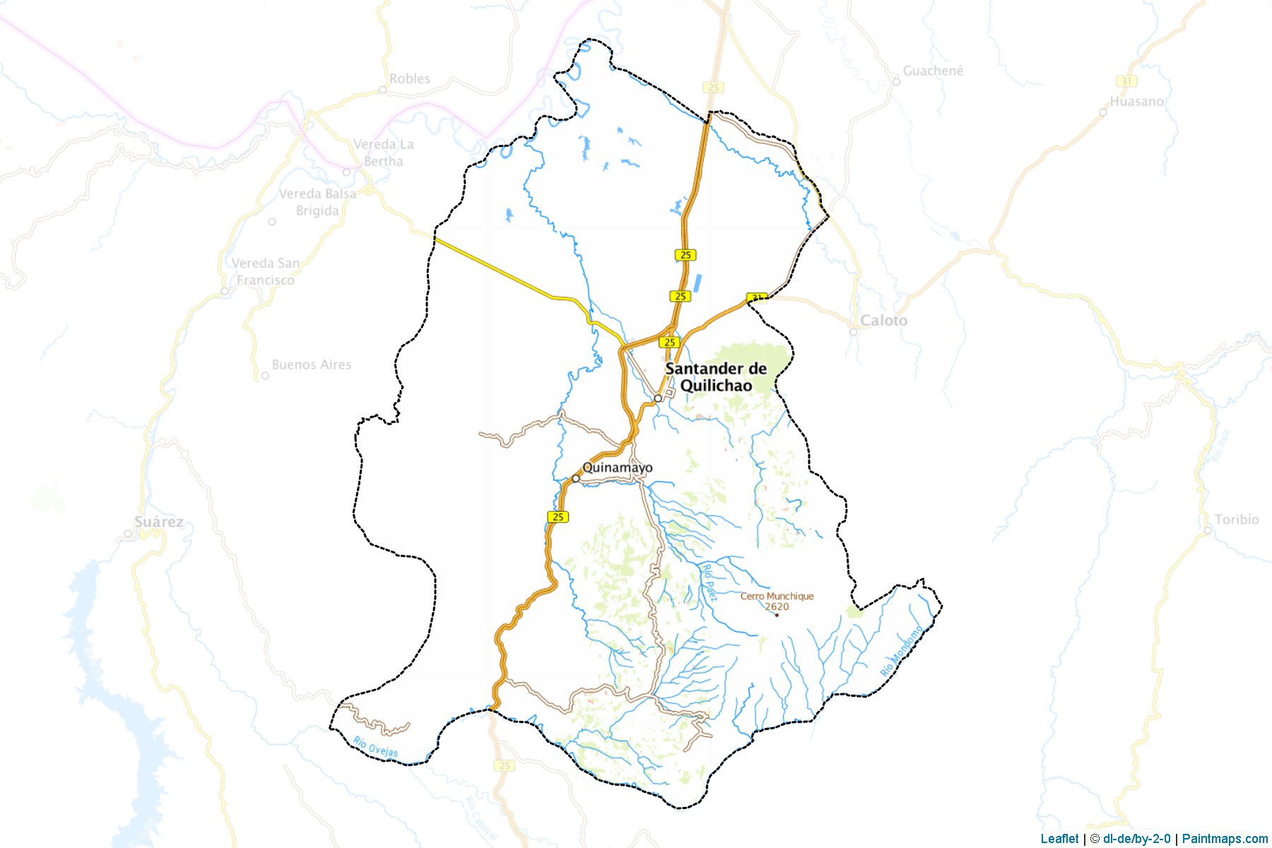 Muestras de recorte de mapas Santander De Quilichao (Cauca)-1