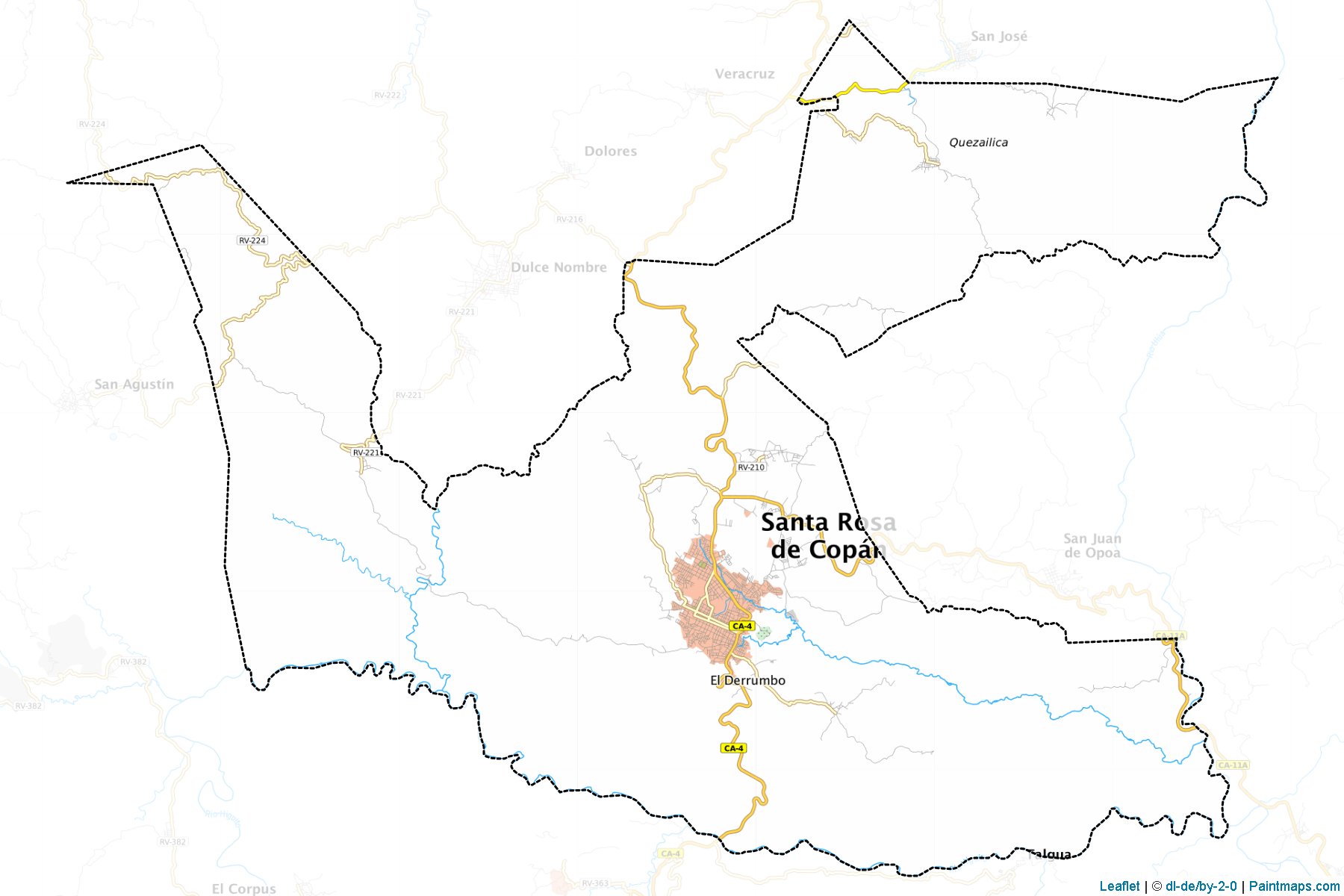 Muestras de recorte de mapas Sta. Rosa de Copan (Copán)-1