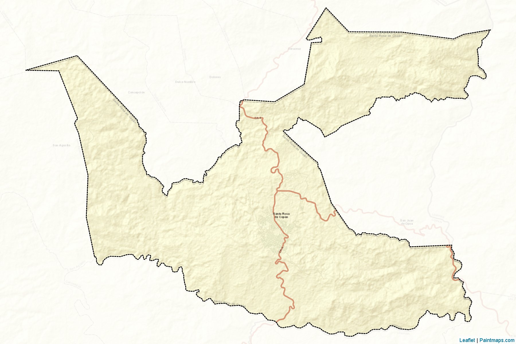 Muestras de recorte de mapas Sta. Rosa de Copan (Copán)-2