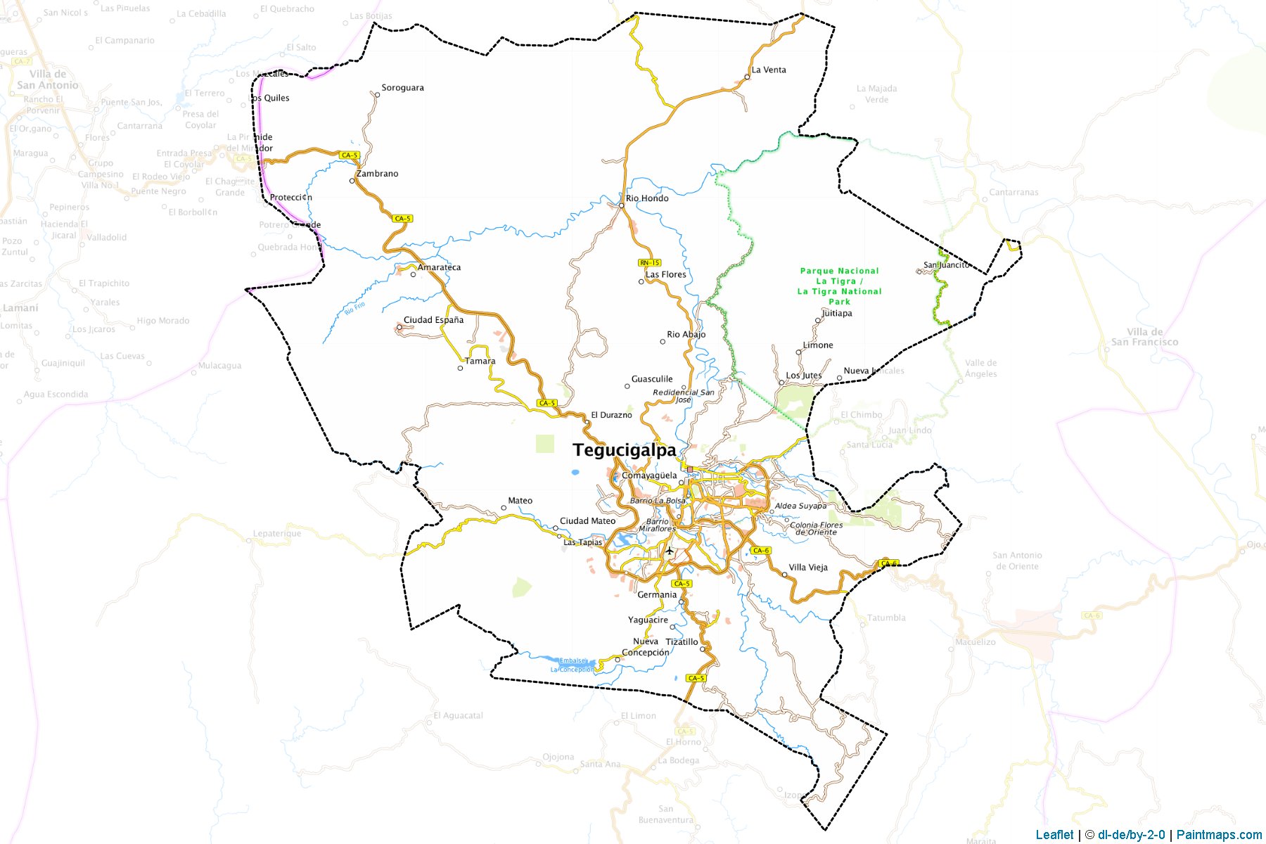 Muestras de recorte de mapas Tegucigalpa (Francisco Morazán)-1