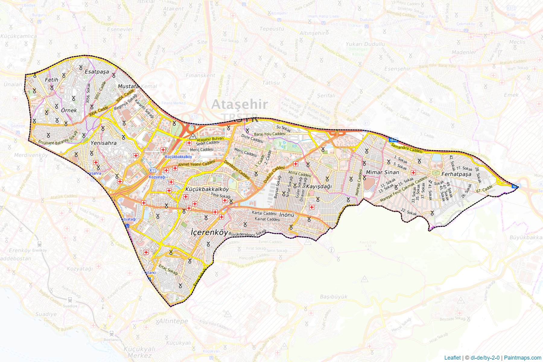 Muestras de recorte de mapas Ataşehir (Istanbul)-1