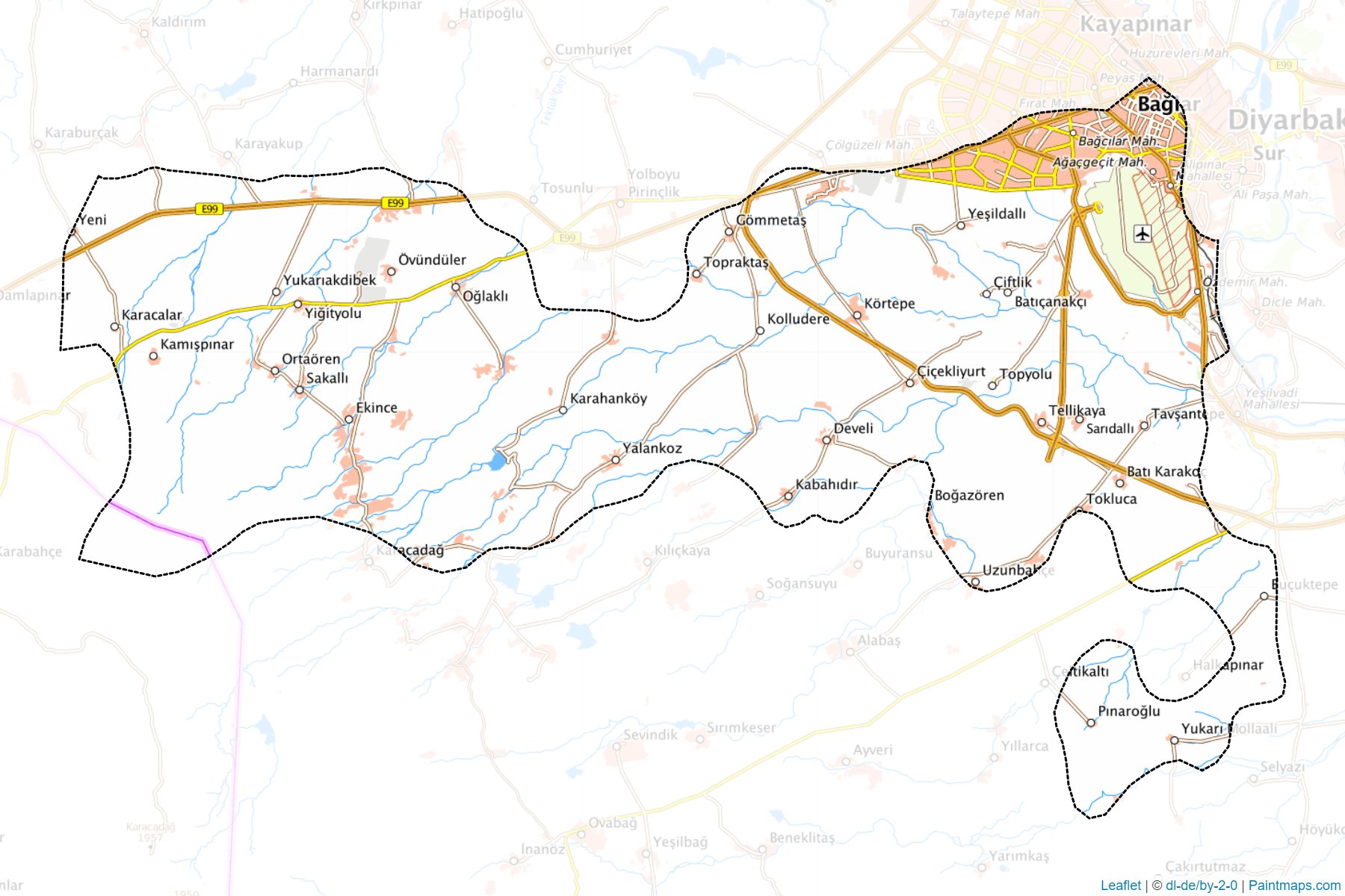 Muestras de recorte de mapas Bağlar (Diyarbakir)-1