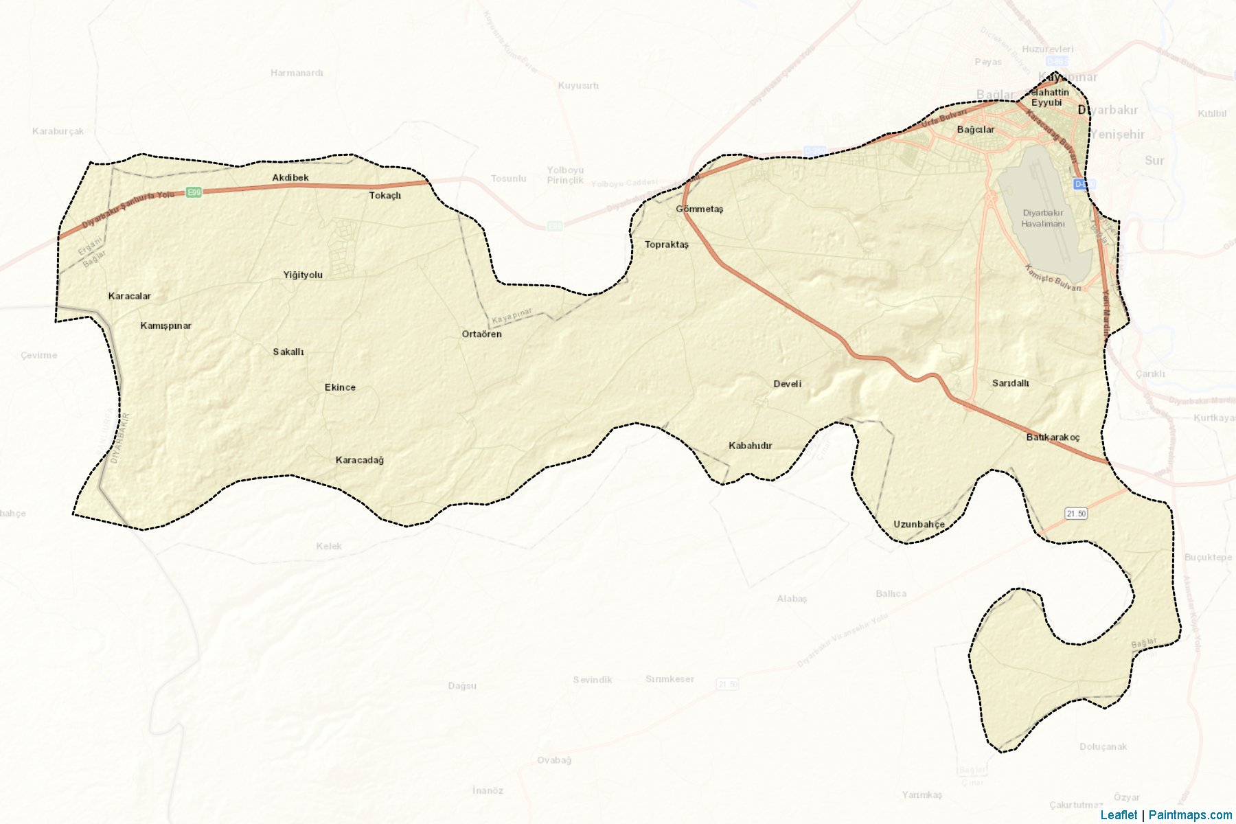 Muestras de recorte de mapas Bağlar (Diyarbakir)-2