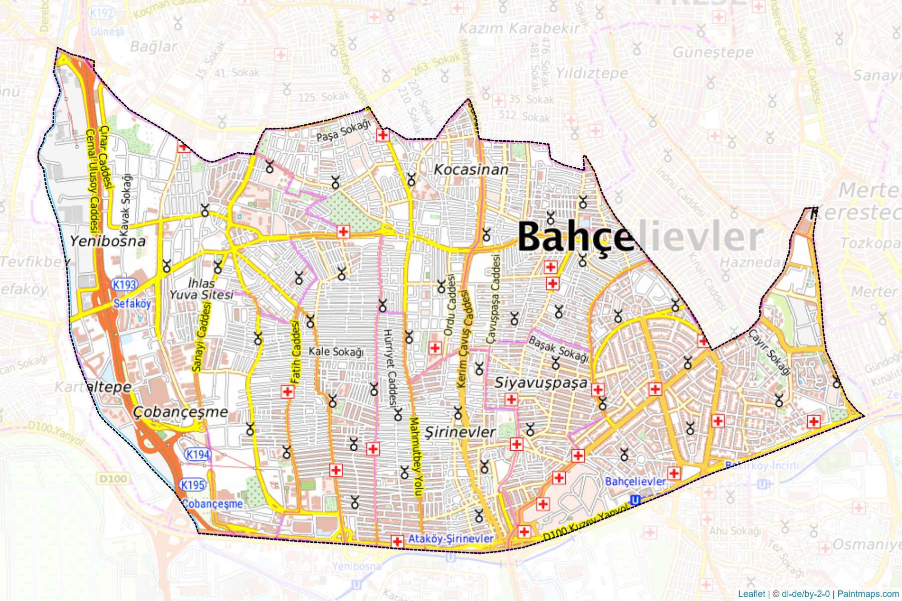 Muestras de recorte de mapas Bahçelievler (Istanbul)-1