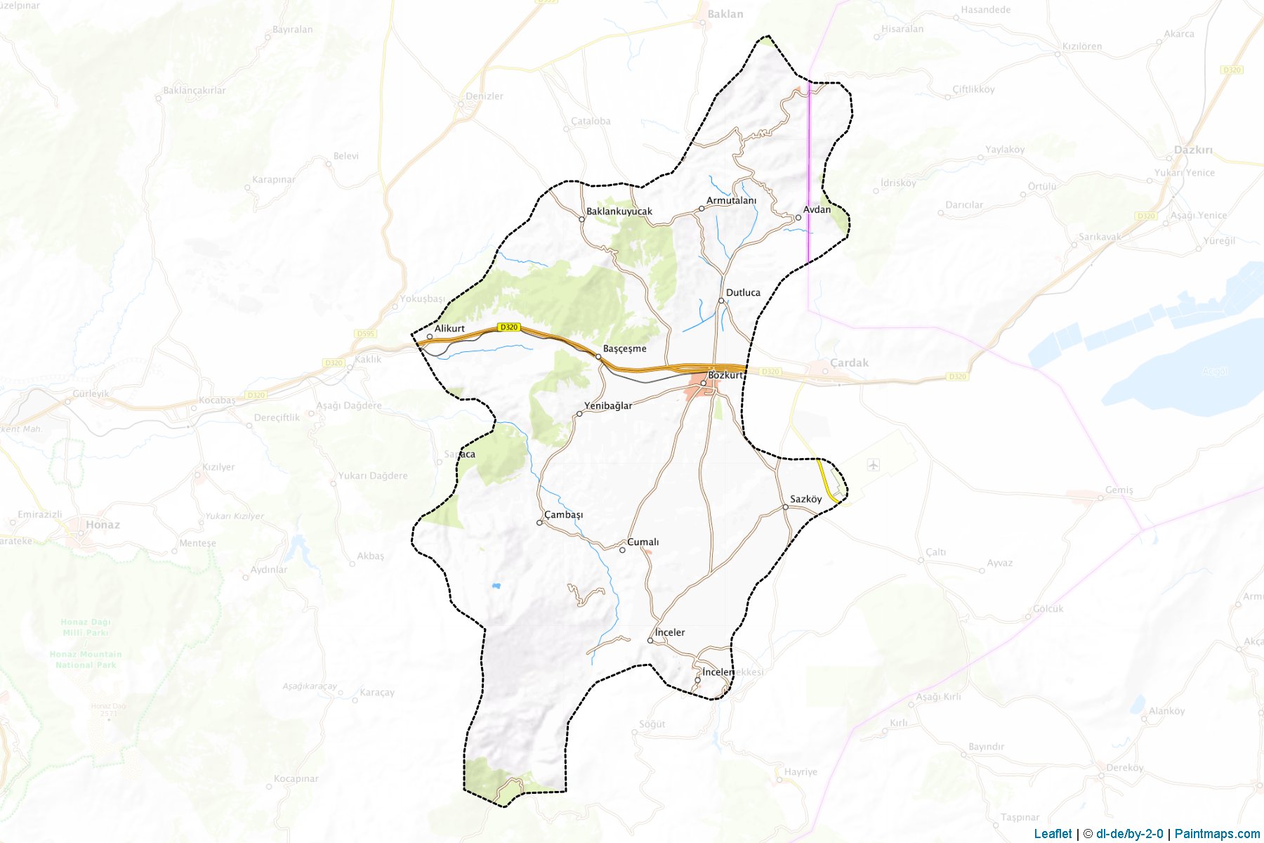 Muestras de recorte de mapas Bozkurt (Denizli)-1