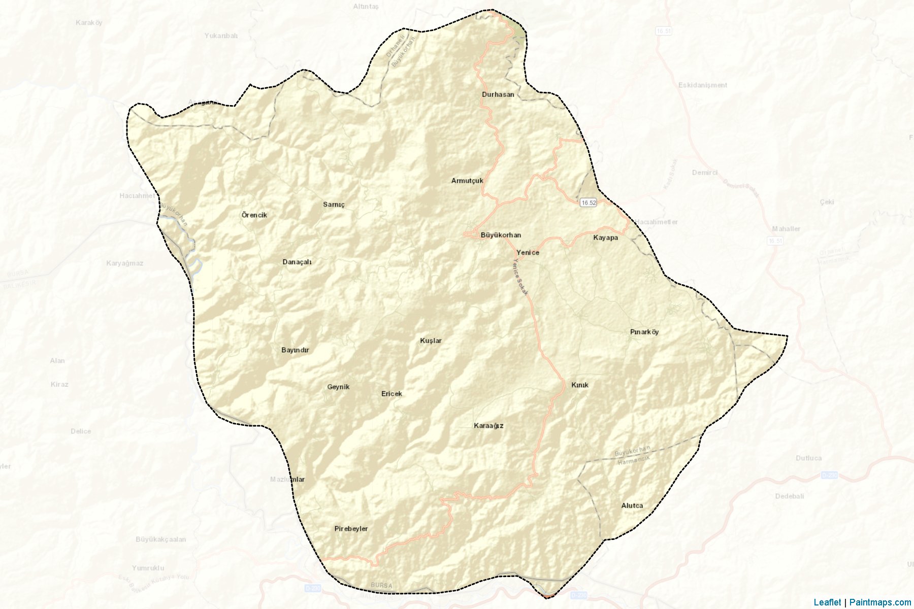 Muestras de recorte de mapas Büyükorhan (Bursa)-2