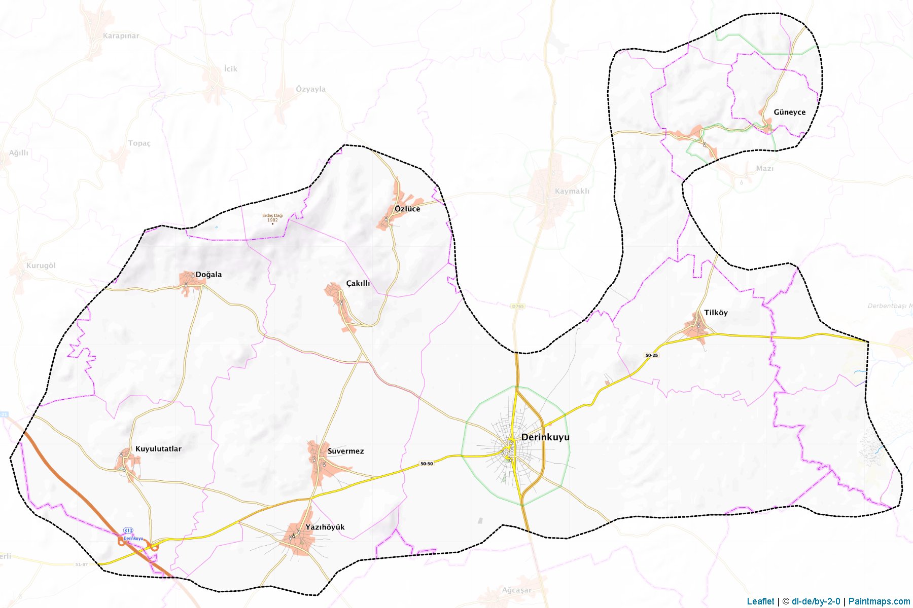 Muestras de recorte de mapas Derinkuyu (Nevsehir)-1