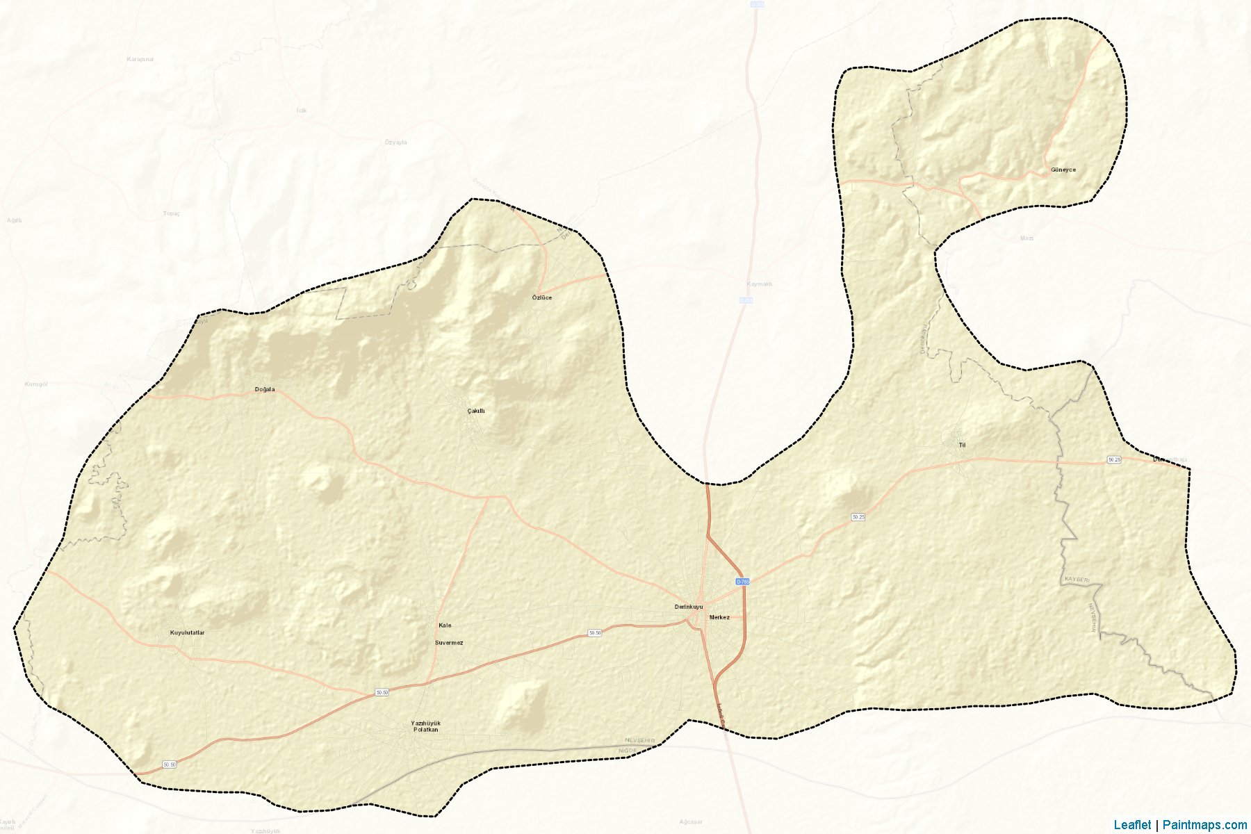 Muestras de recorte de mapas Derinkuyu (Nevsehir)-2