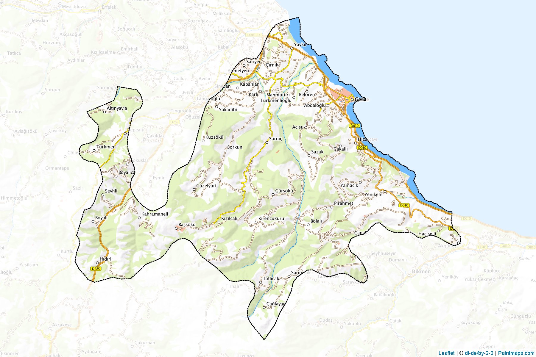 Muestras de recorte de mapas Gerze (Sinop)-1