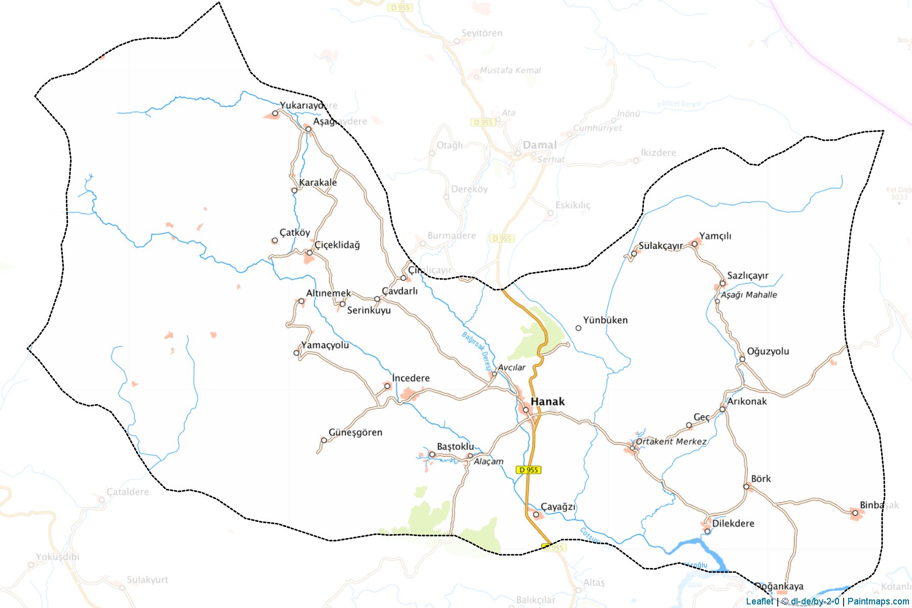 Muestras de recorte de mapas Hanak (Ardahan)-1