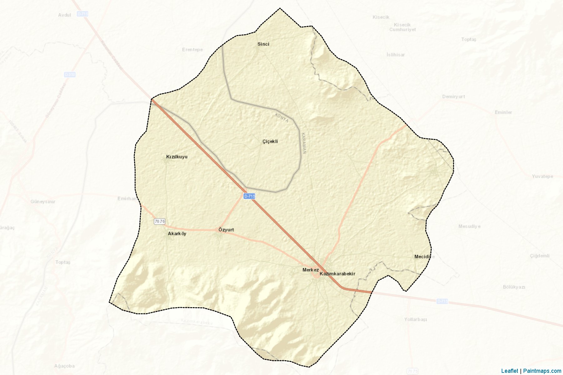 Muestras de recorte de mapas Kazımkarabekir (Karaman)-2