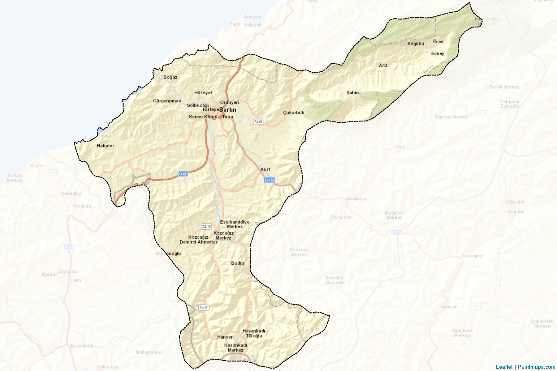 Muestras de recorte de mapas Merkez (Bartin)-2